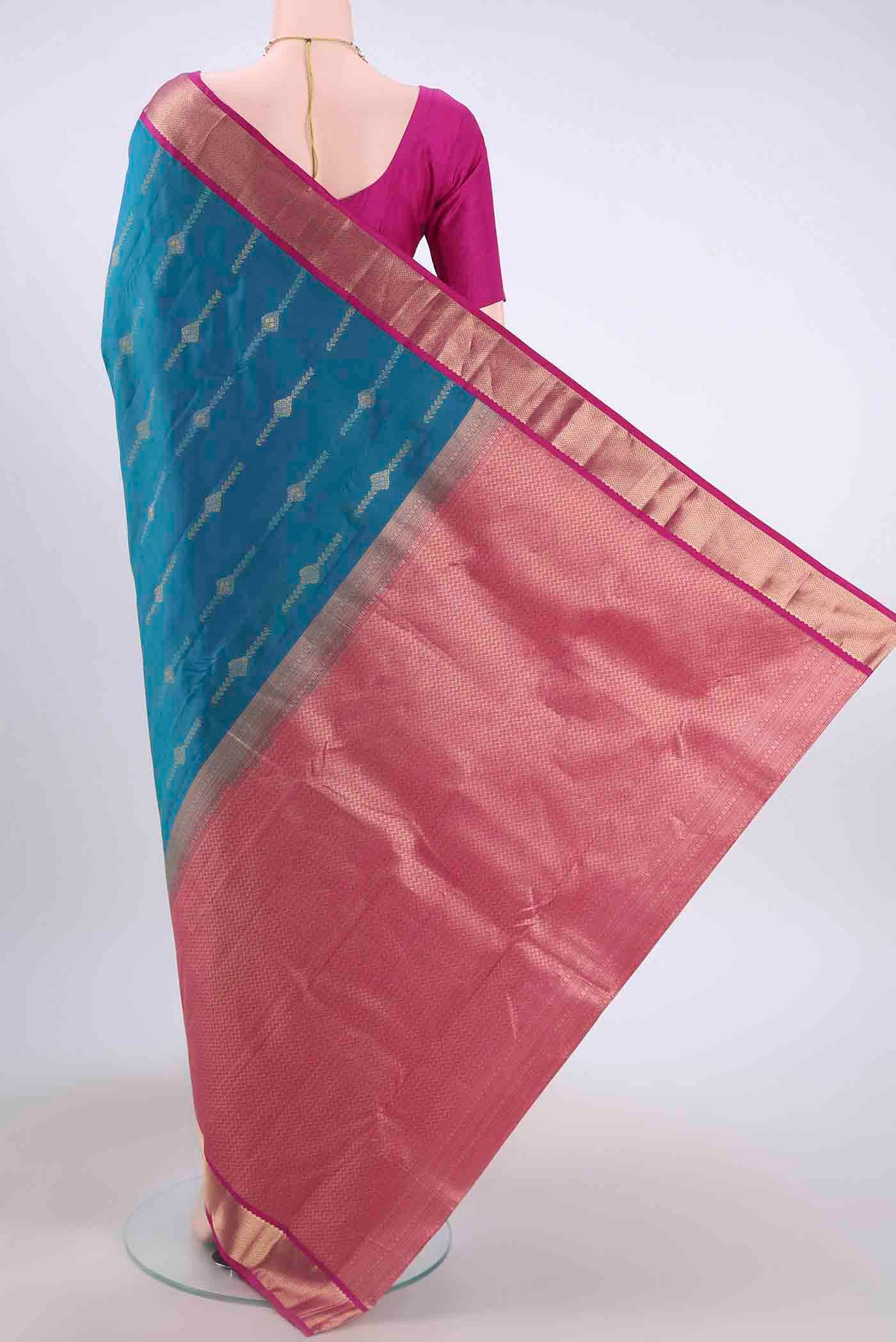 Sea Green Nangavalli Silk [ Salem ] Saree - Image 3