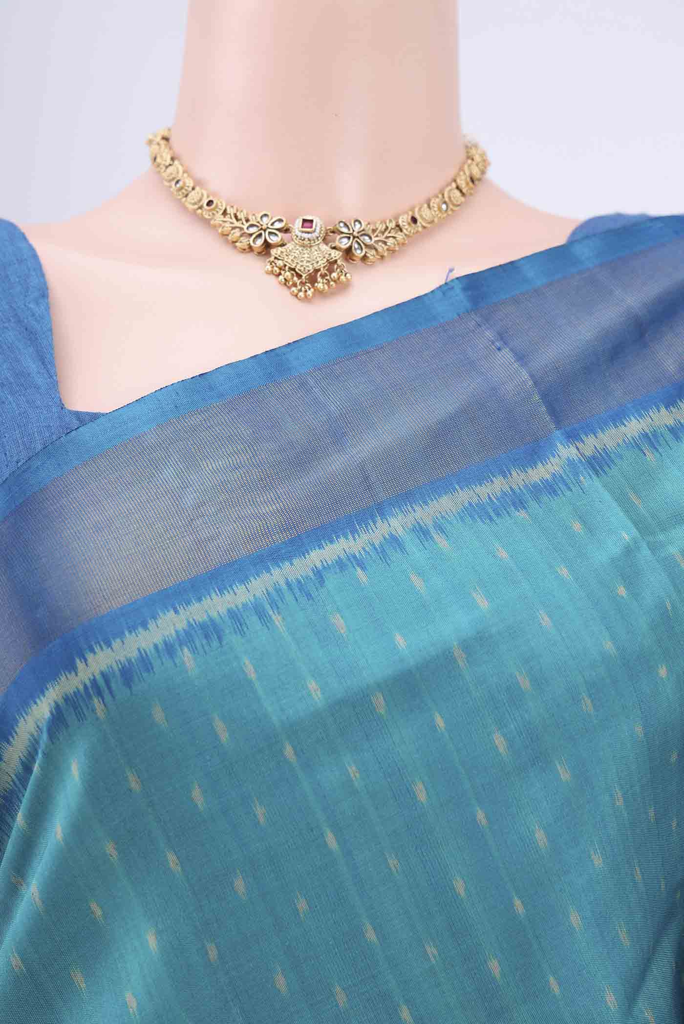 Blue Rajkot Patola Silk Saree - Image 2