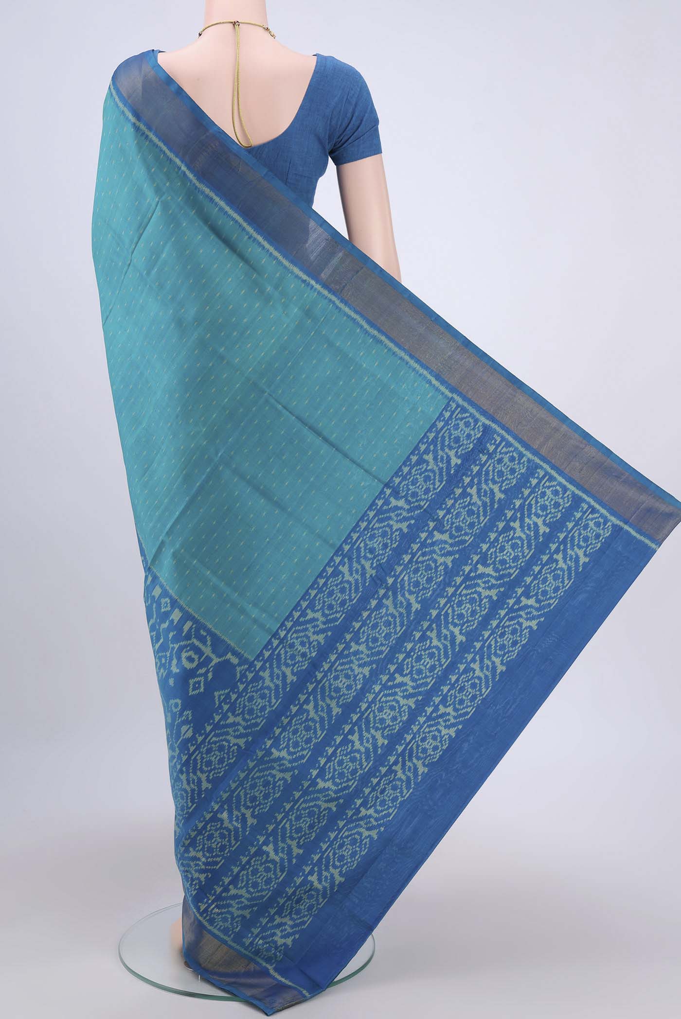 Blue Rajkot Patola Silk Saree - Image 3