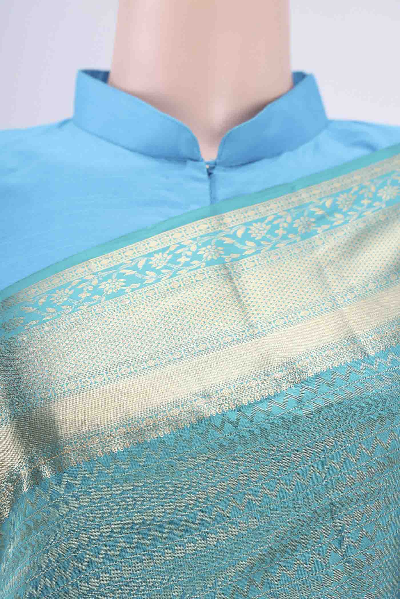 Blue Soft Silk Saree - Image 2