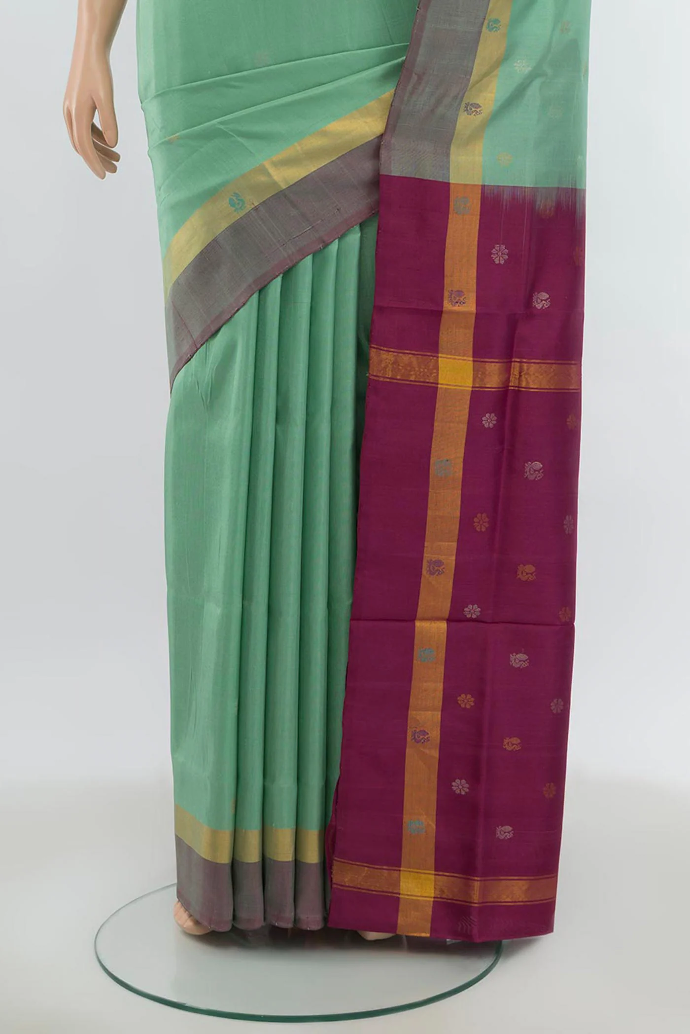 Sea Green Uppada Silk Saree - Image 3