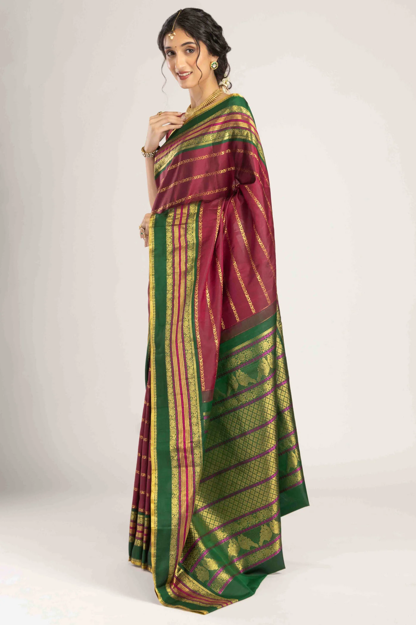 Shobha-Arraku Red Kanchipuram Silk Saree - Image 3