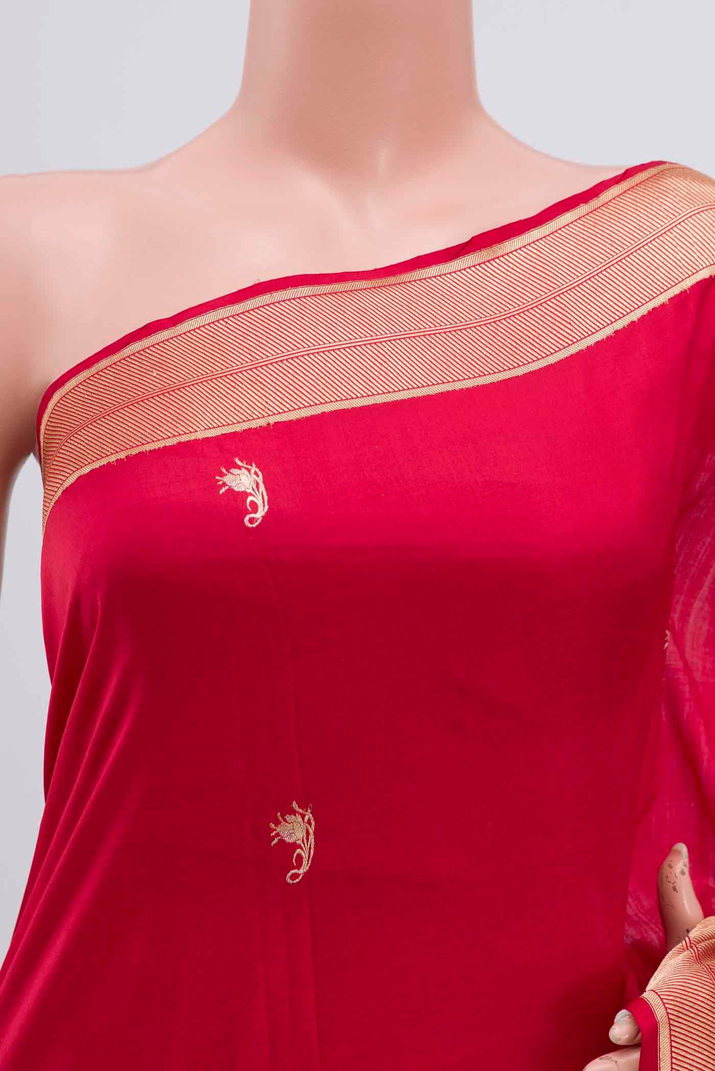 Shyama-Red Banarasi Katan Silk Saree - Image 2