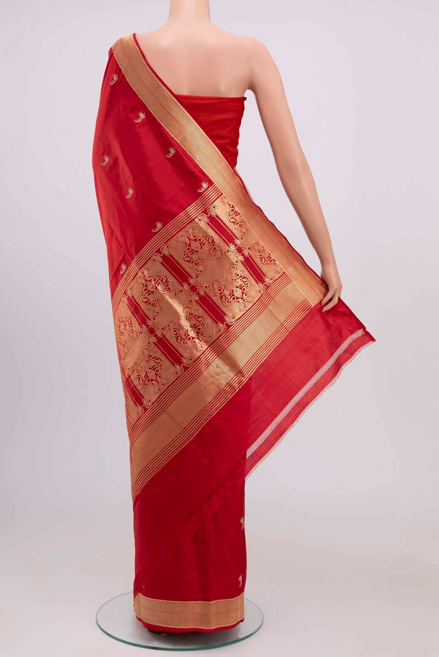 Shyama-Red Banarasi Katan Silk Saree - Image 4