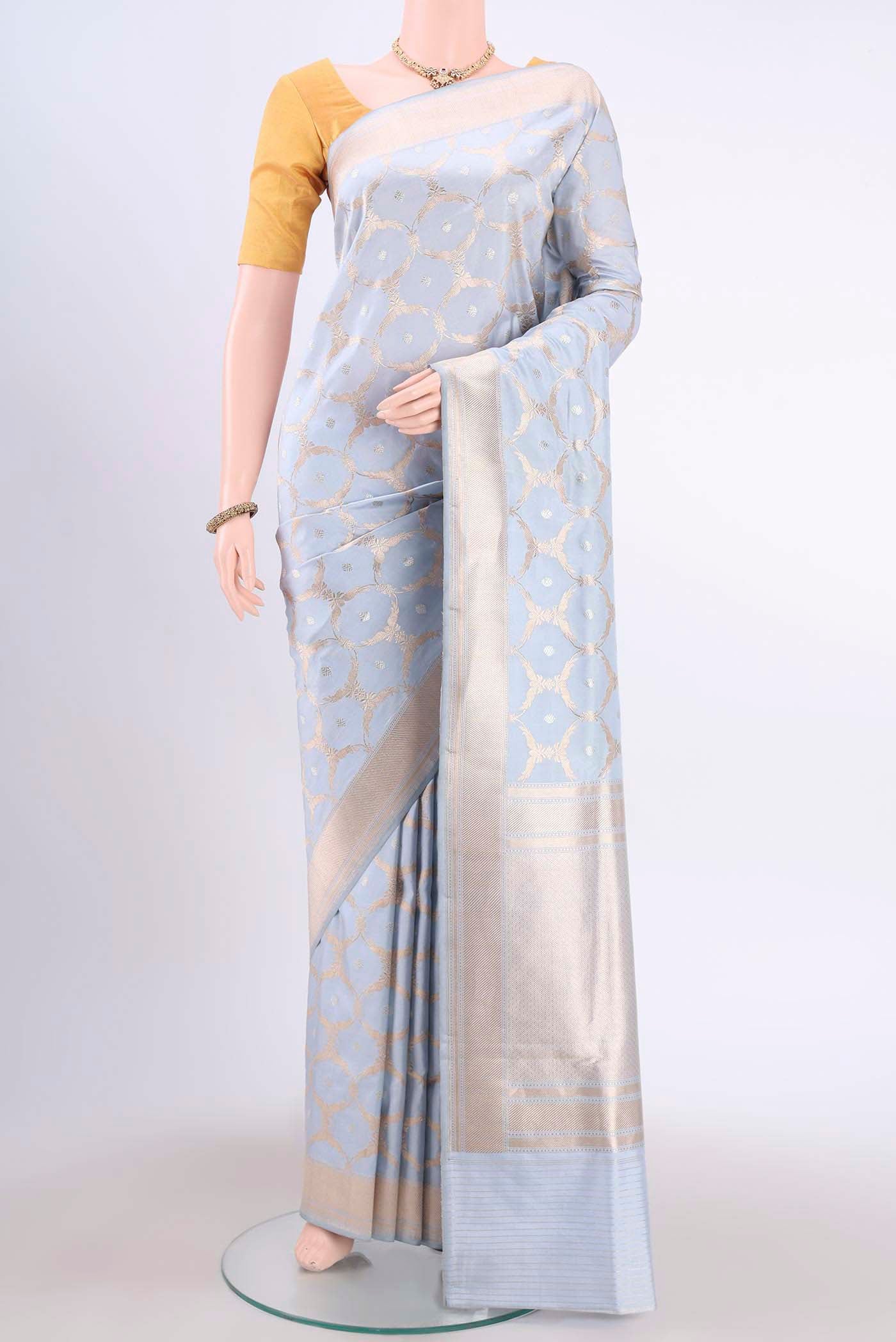 Silver Dual Tone Banarasi Silk Saree