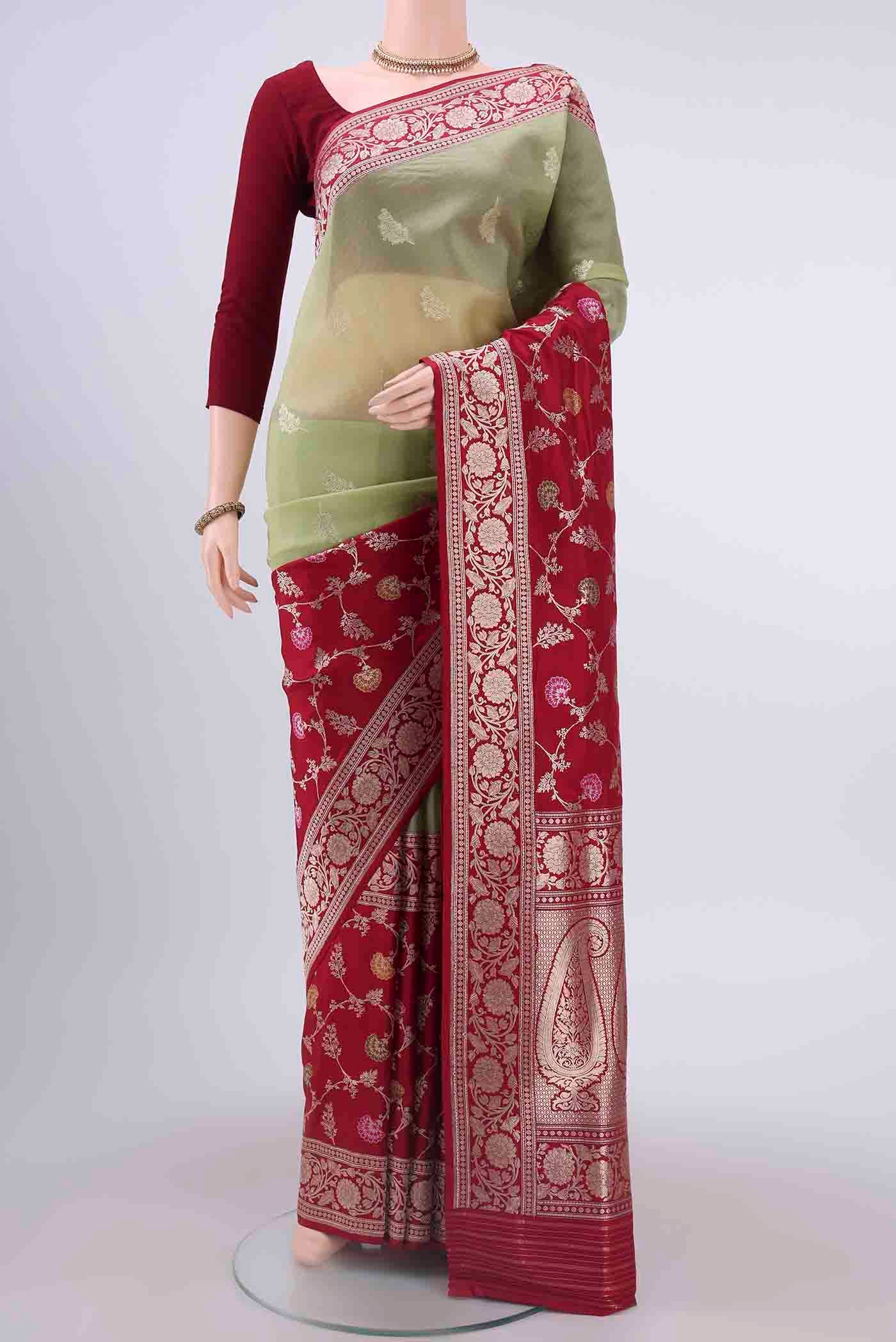 Silver Dual Tone Banarasi Silk Saree