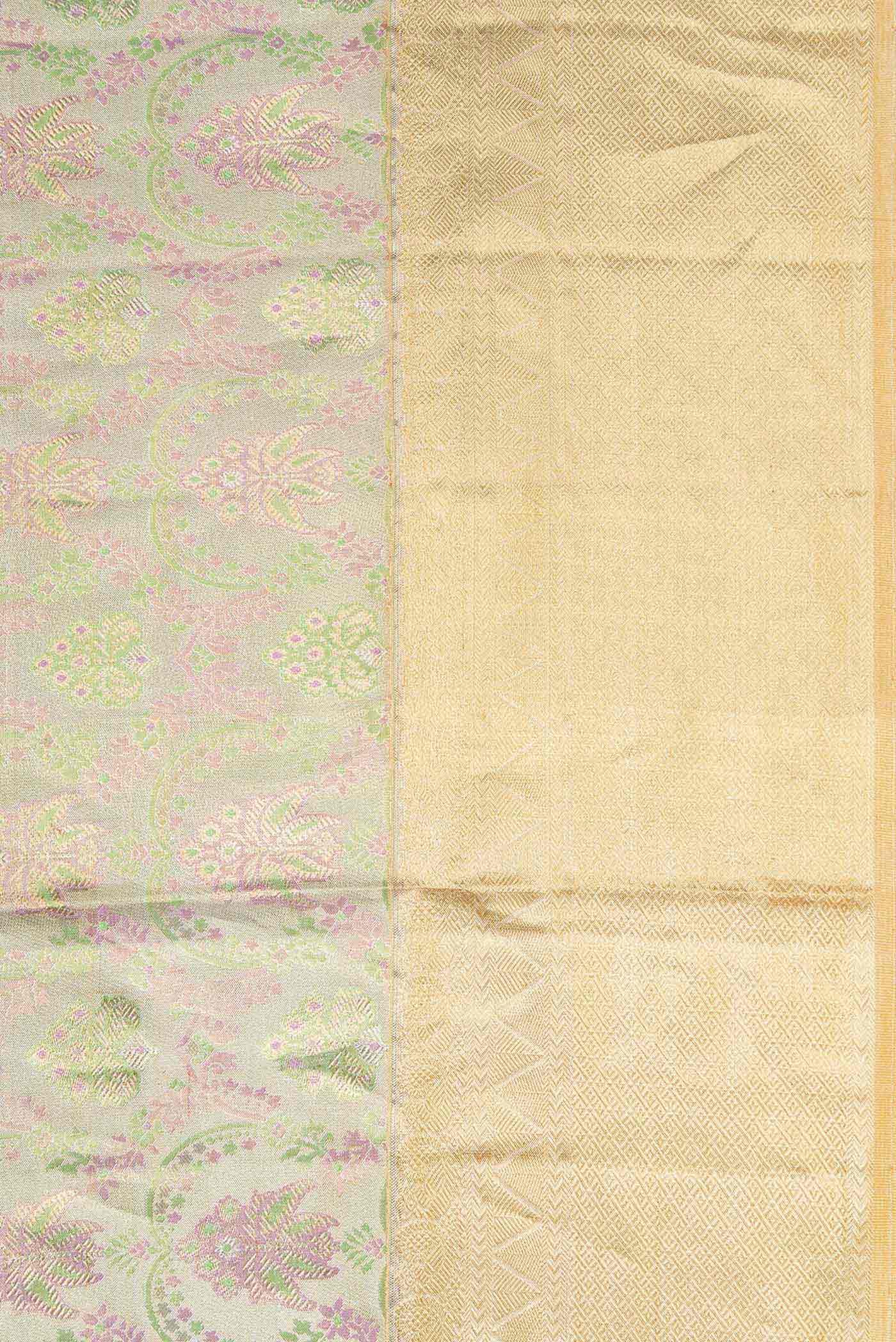 Light Green with Silver Color Kanjivaram Tissue Silk Saree - Image 3