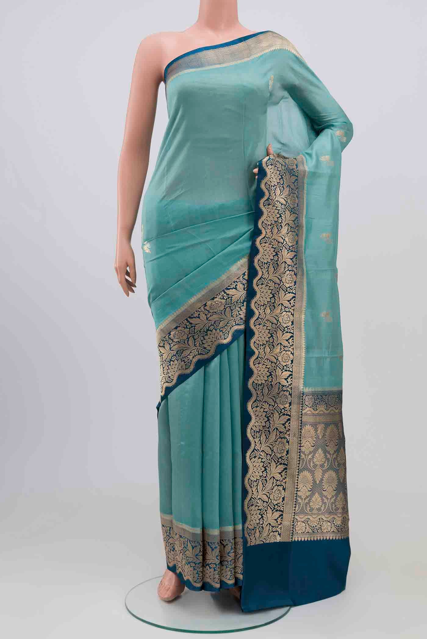 Sky Blue Banarasi Katan Silk Saree