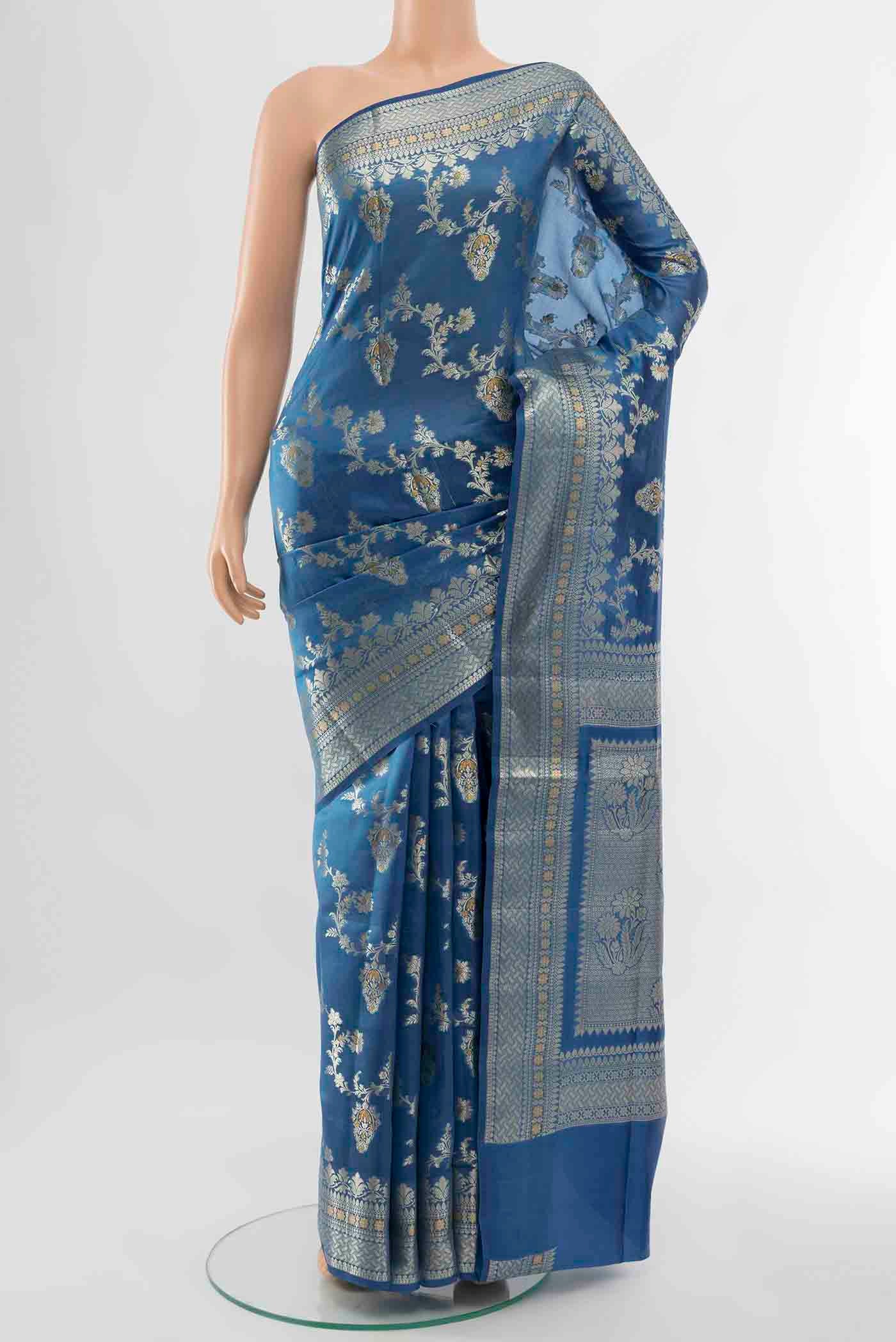 Sky Blue Banarasi Raw Silk Saree