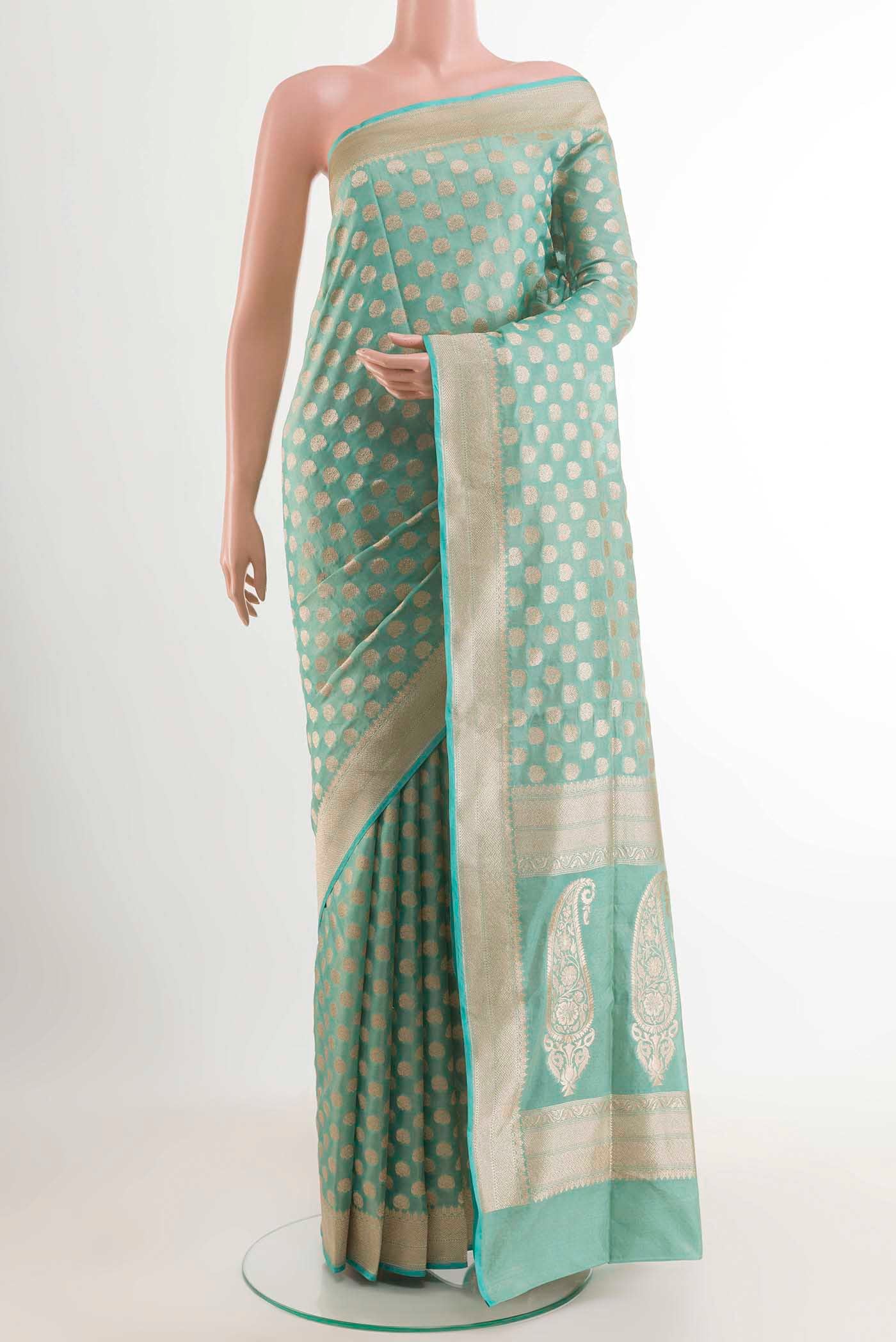 Sky Blue Banarasi Silk Saree