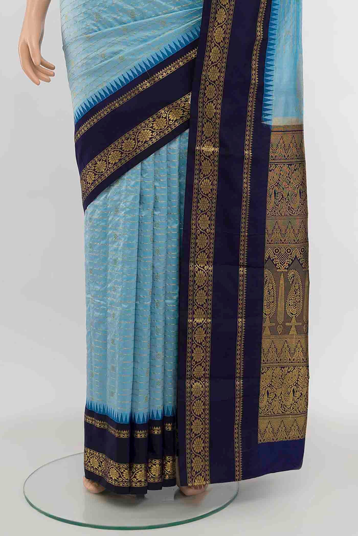Sky Blue Bangalore Silk - kadyal Saree - Image 3