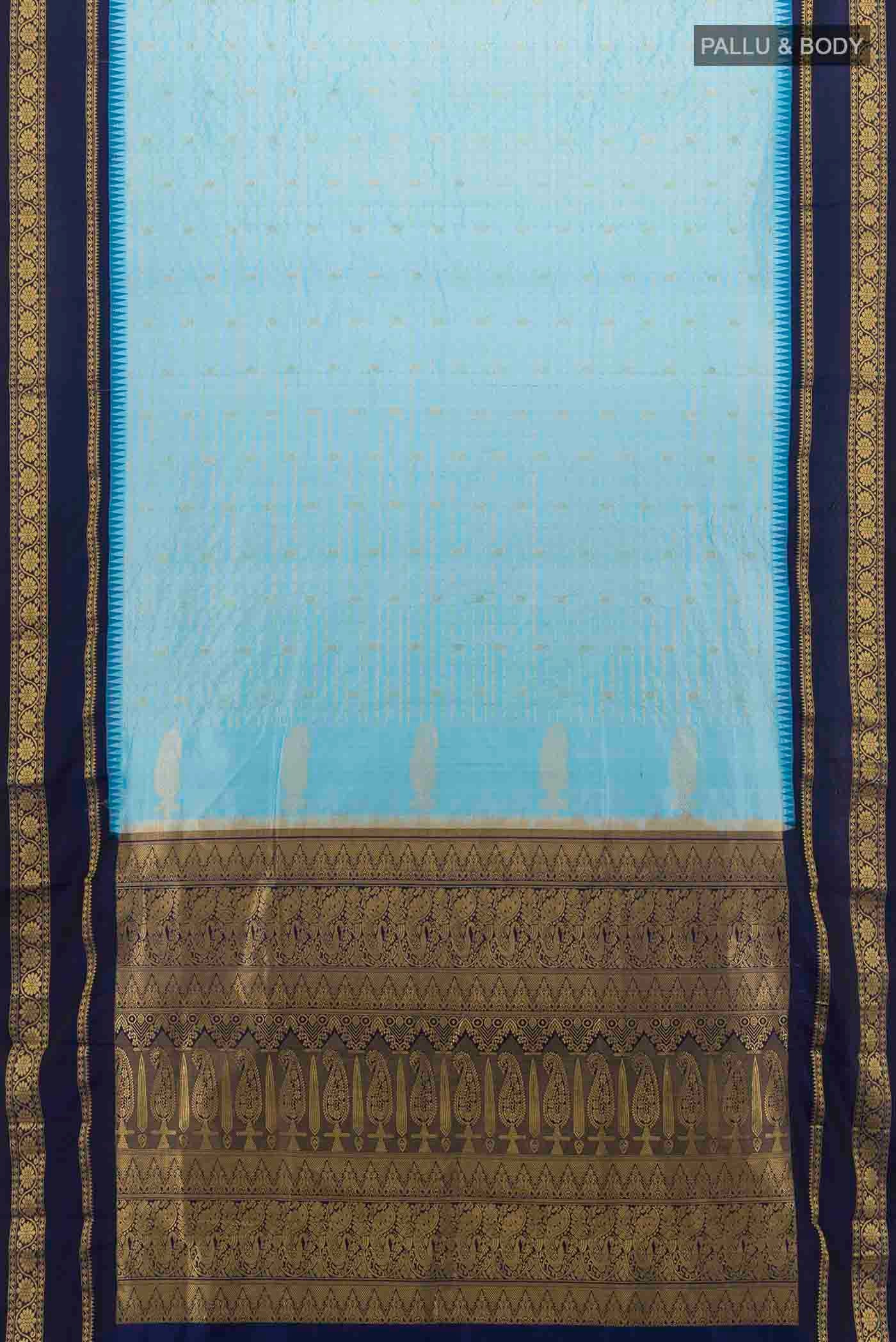 Sky Blue Bangalore Silk - kadyal Saree - Image 5