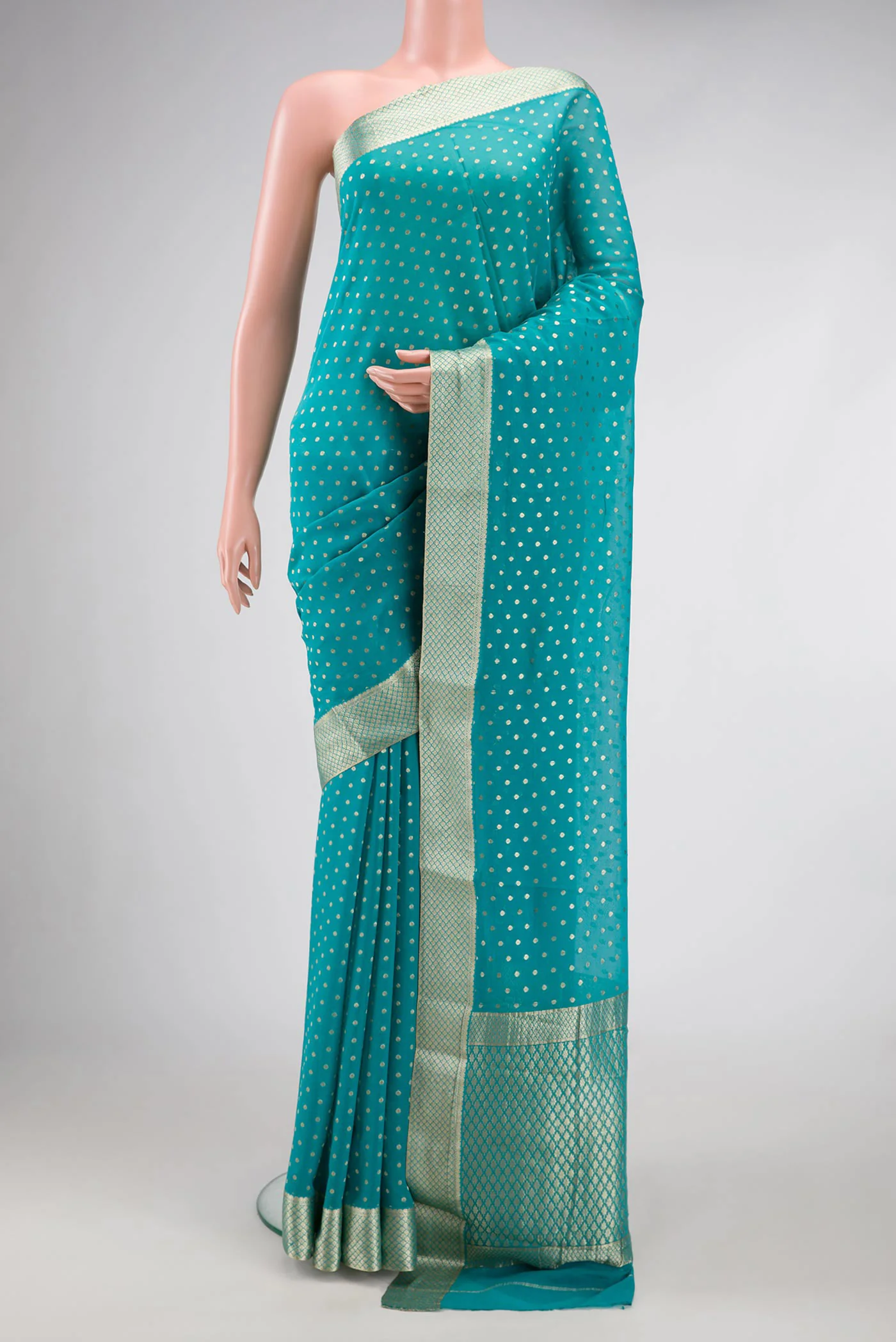 Sky Blue Mysore Georgette Saree