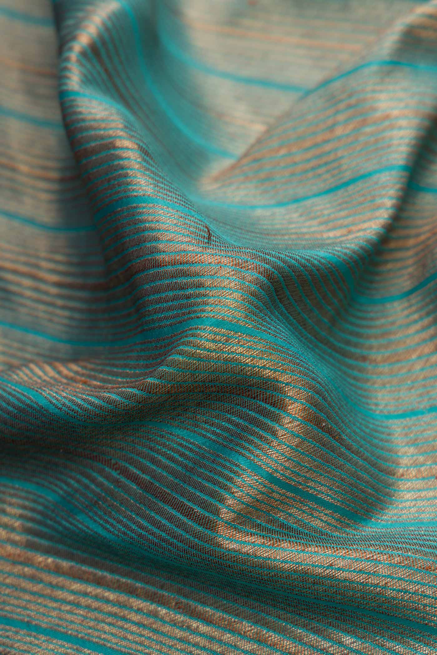 Sky Blue Mysore Crepe Saree - Image 2
