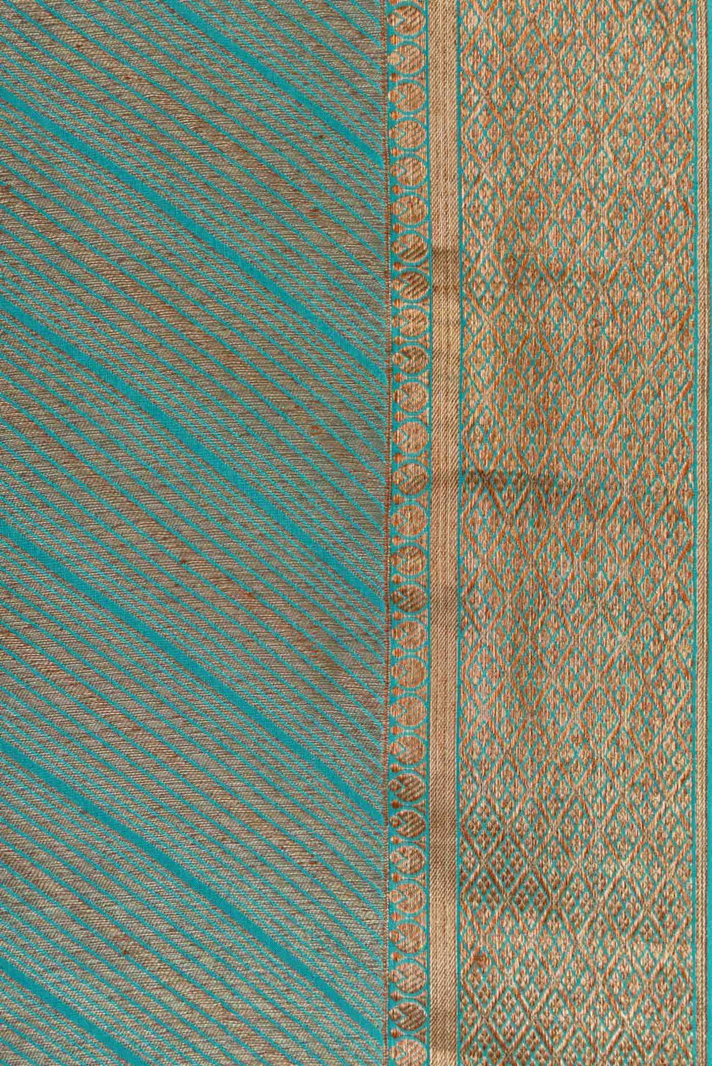 Sky Blue Mysore Crepe Saree - Image 3