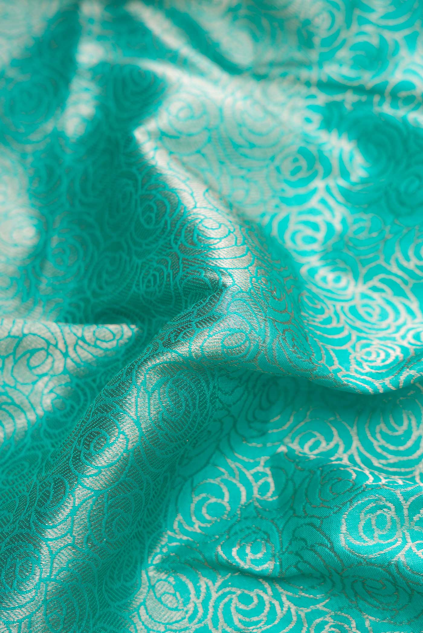 Sky Blue Dual Tone Banarasi Silk Saree - Image 2