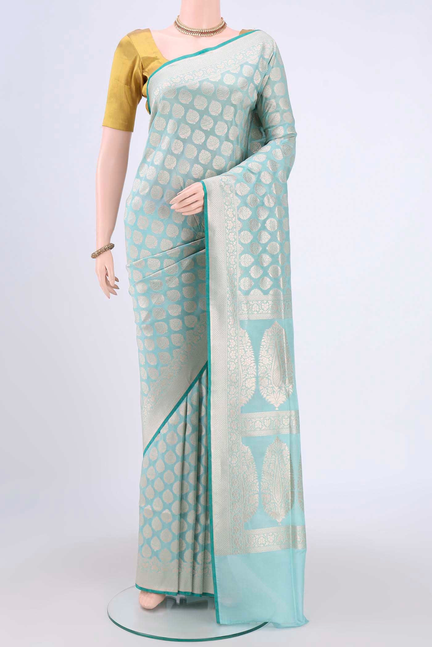 Sky Blue Dual Tone Banarasi Silk Saree