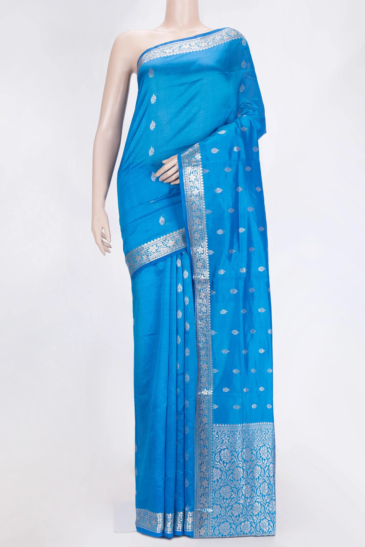 Sky Blue Banarasi Katan Silk Saree