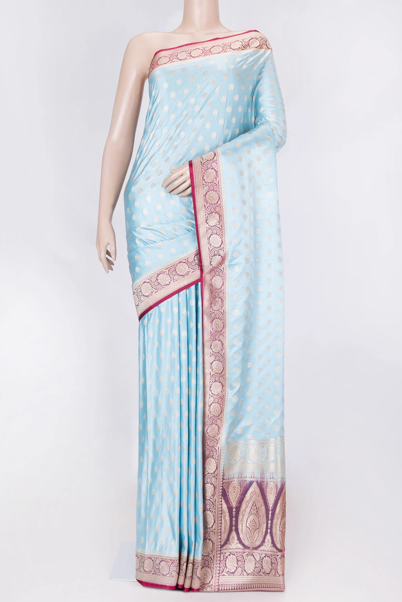Sky Blue Dual Tone Blended Banarasi Silk Saree