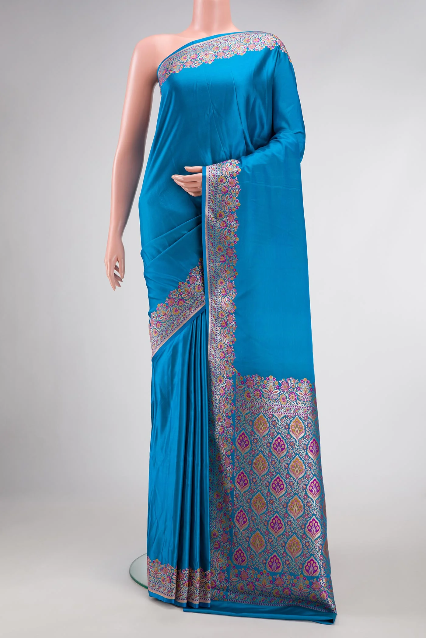 Sky Blue Blended Banarasi Silk Saree