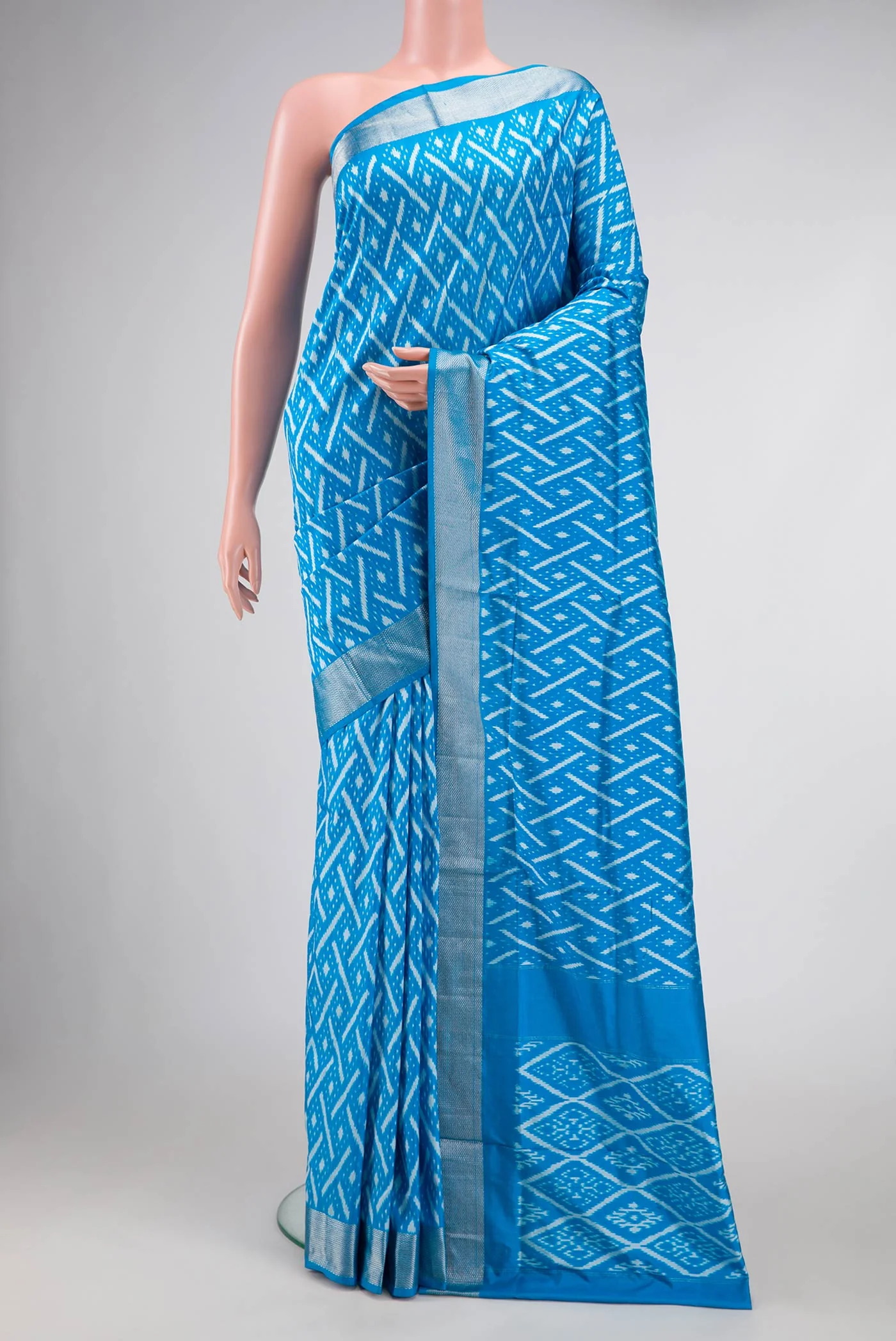 Sky Blue Pochampally Silk Saree