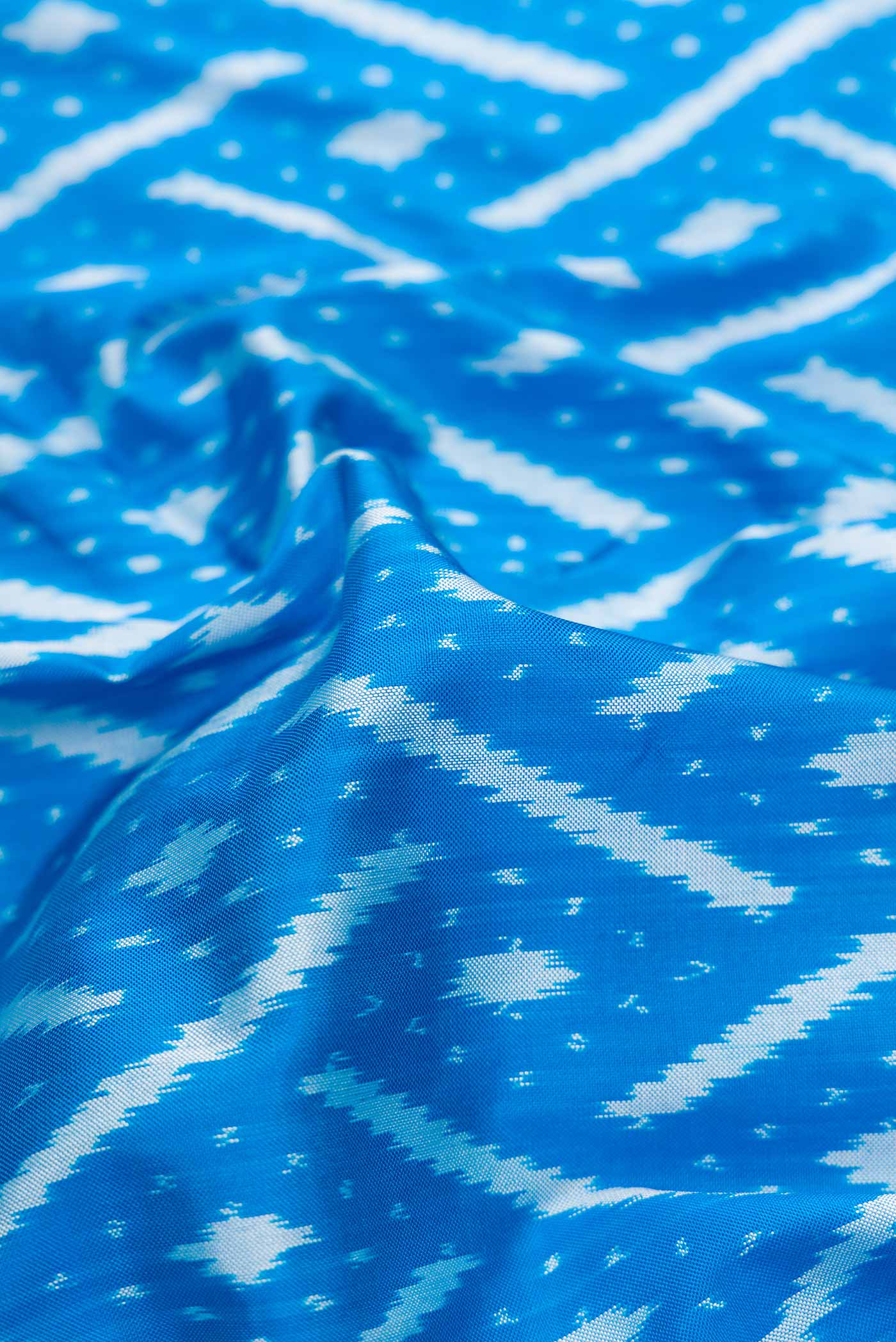 Sky Blue Pochampally Silk Saree - Image 2