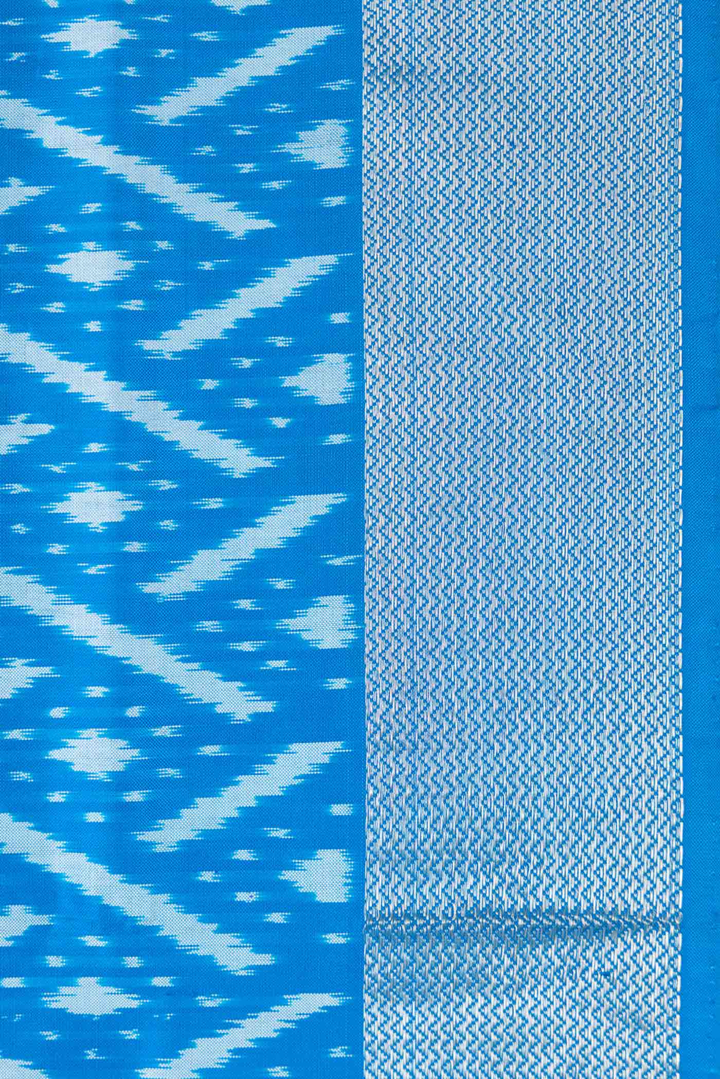 Sky Blue Pochampally Silk Saree - Image 3