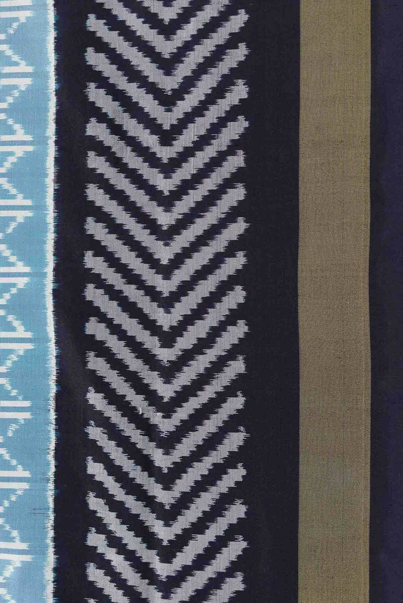 Sky Blue Dual Tone Double Ikat Saree - Image 5
