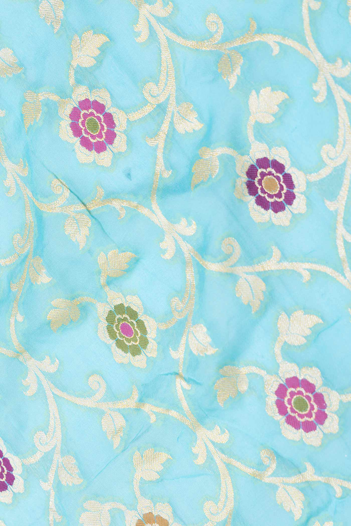 Sky Blue Dual Tone Georgette Saree - Image 2