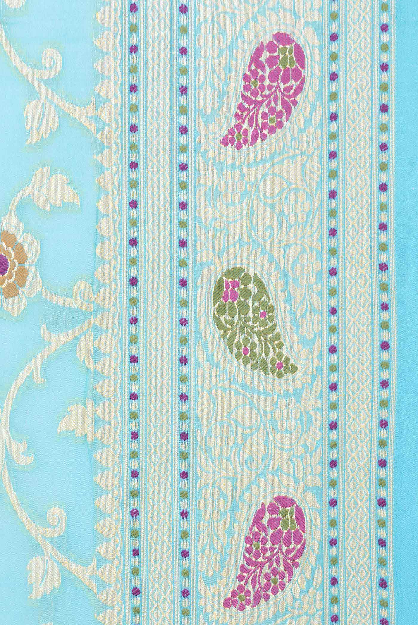 Sky Blue Dual Tone Georgette Saree - Image 3