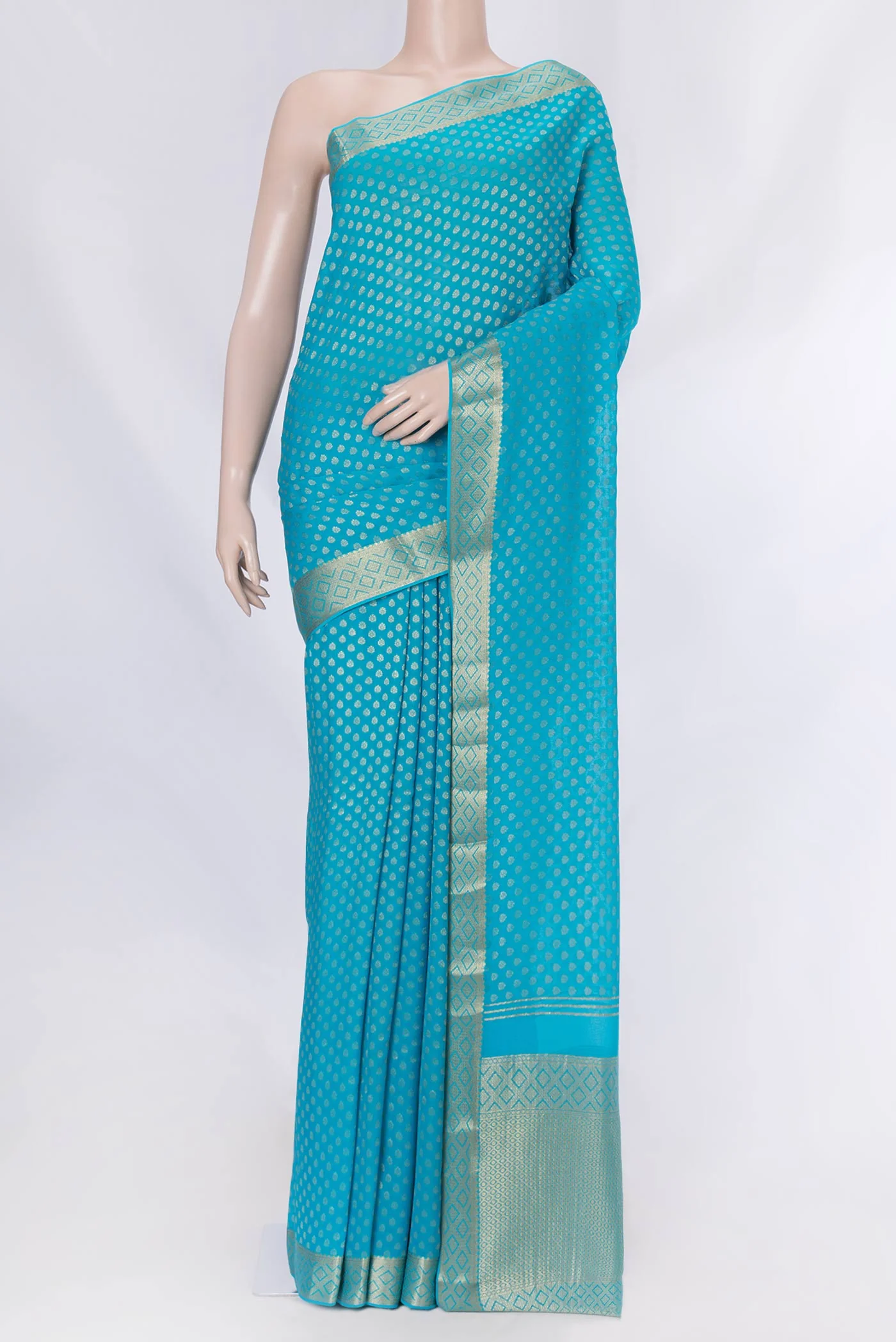Sky Blue Dual Tone Georgette Saree