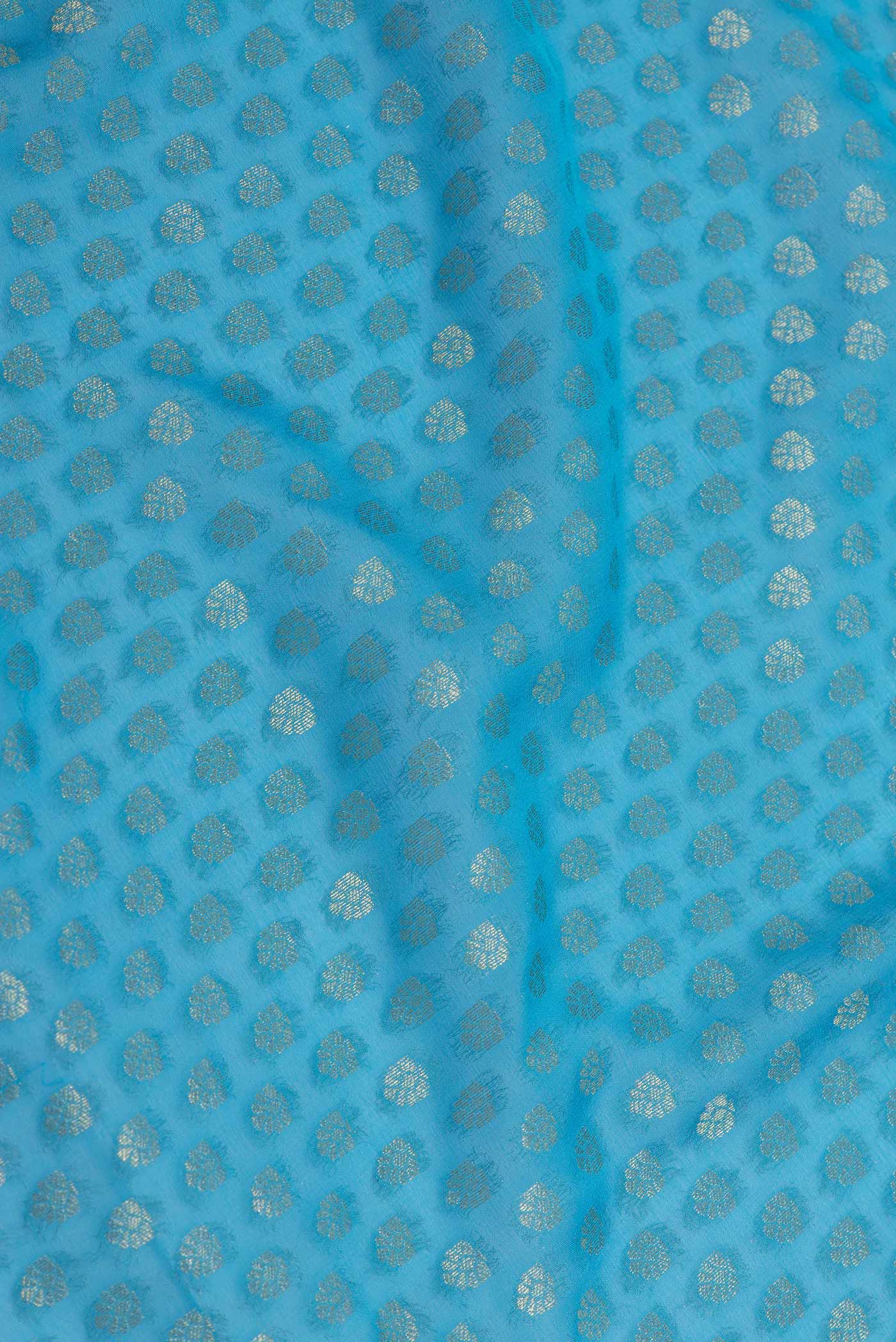 Sky Blue Dual Tone Georgette Saree - Image 2