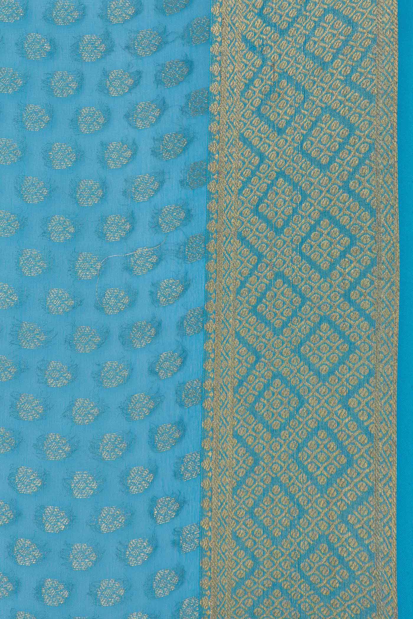 Sky Blue Dual Tone Georgette Saree - Image 3