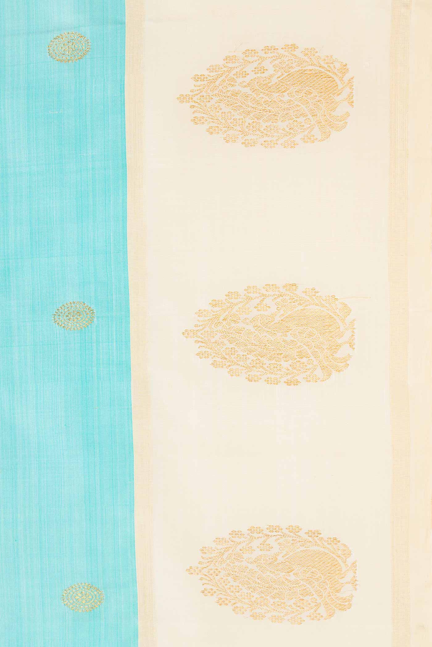 Sky Blue Dual Tone Kanjivaram Saree - Image 3