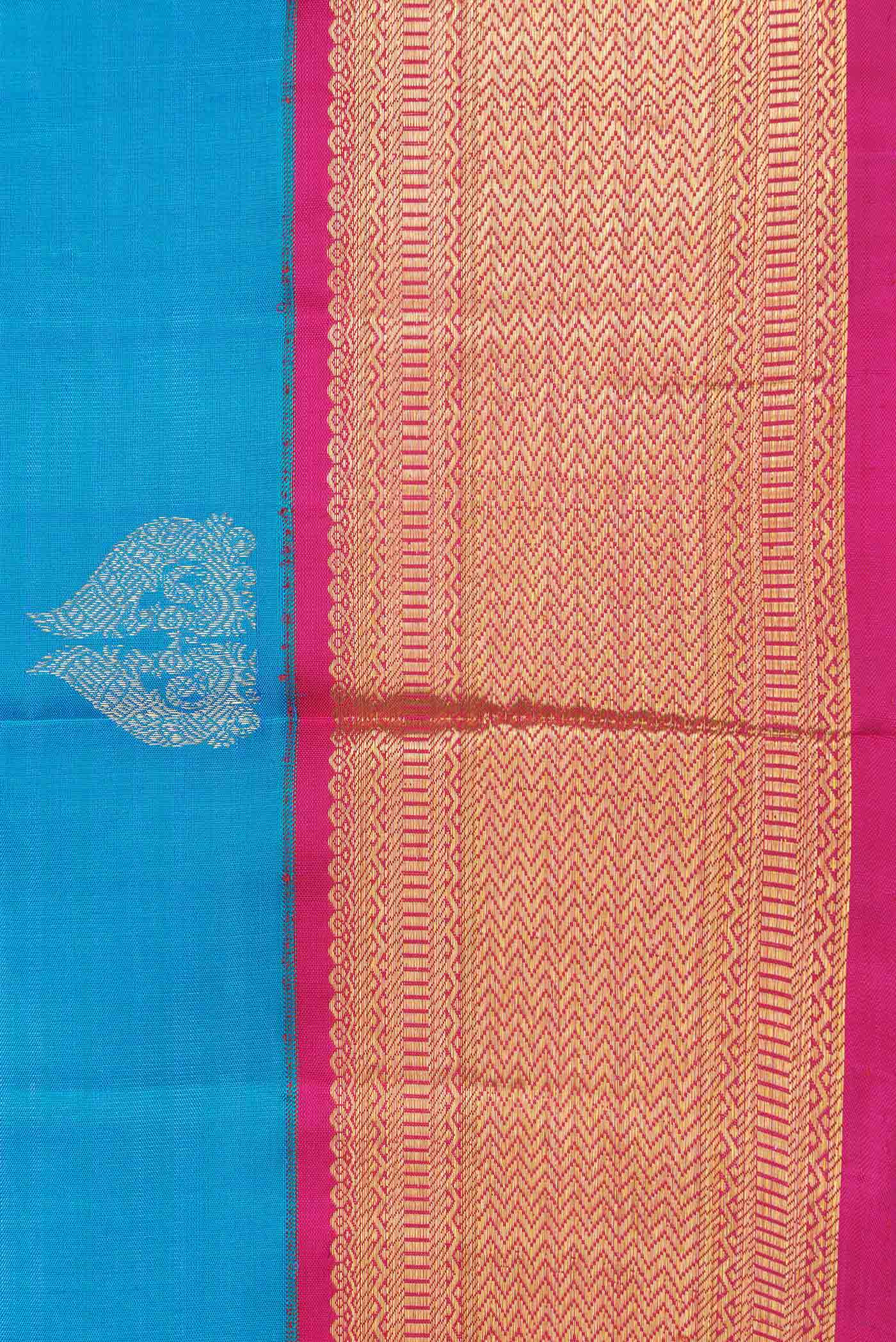 Sky Blue Dual Tone Kanchipuram Saree - Image 3