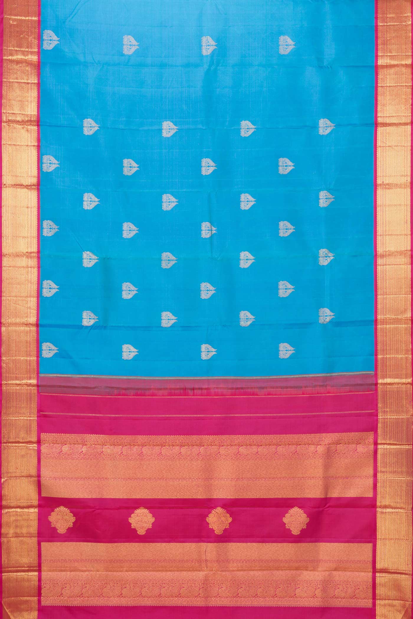 Sky Blue Dual Tone Kanchipuram Saree - Image 6