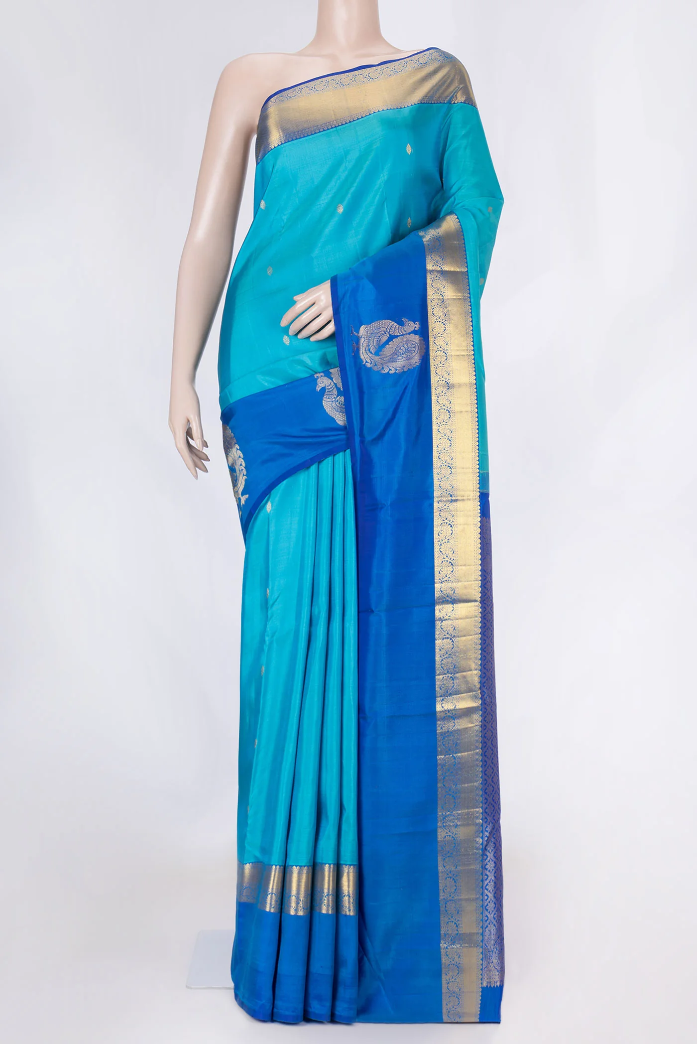 Sky Blue Dual Tone Kanchipuram Saree