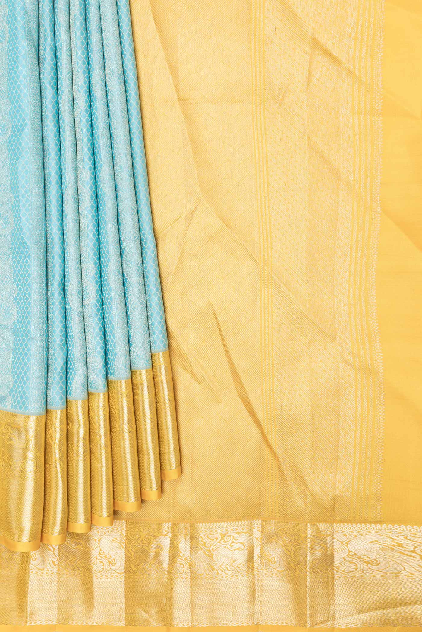 Sky Blue Dual Tone Kanchipuram Saree - Image 4