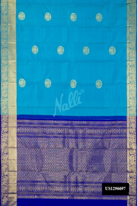Sky Blue Dual Tone Kanchipuram Silk Saree