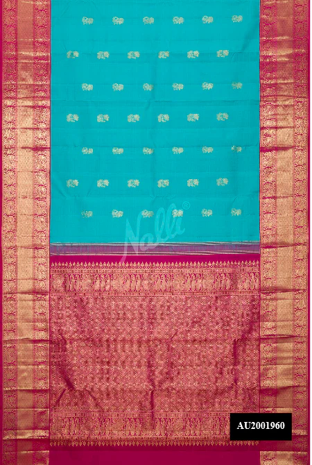 Sky Blue Dual Tone Kanchipuram Silk Saree
