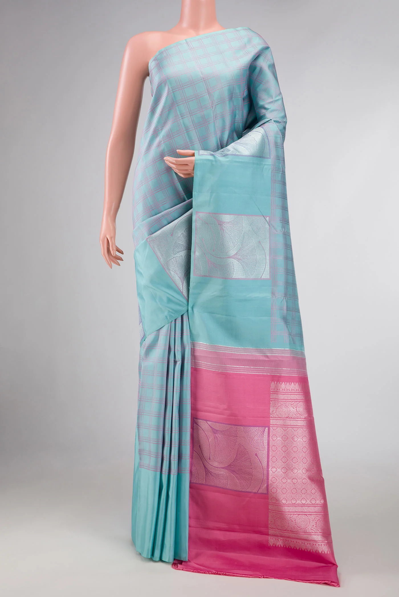 Sky Blue Dual Tone Kanchipuram Silk Saree