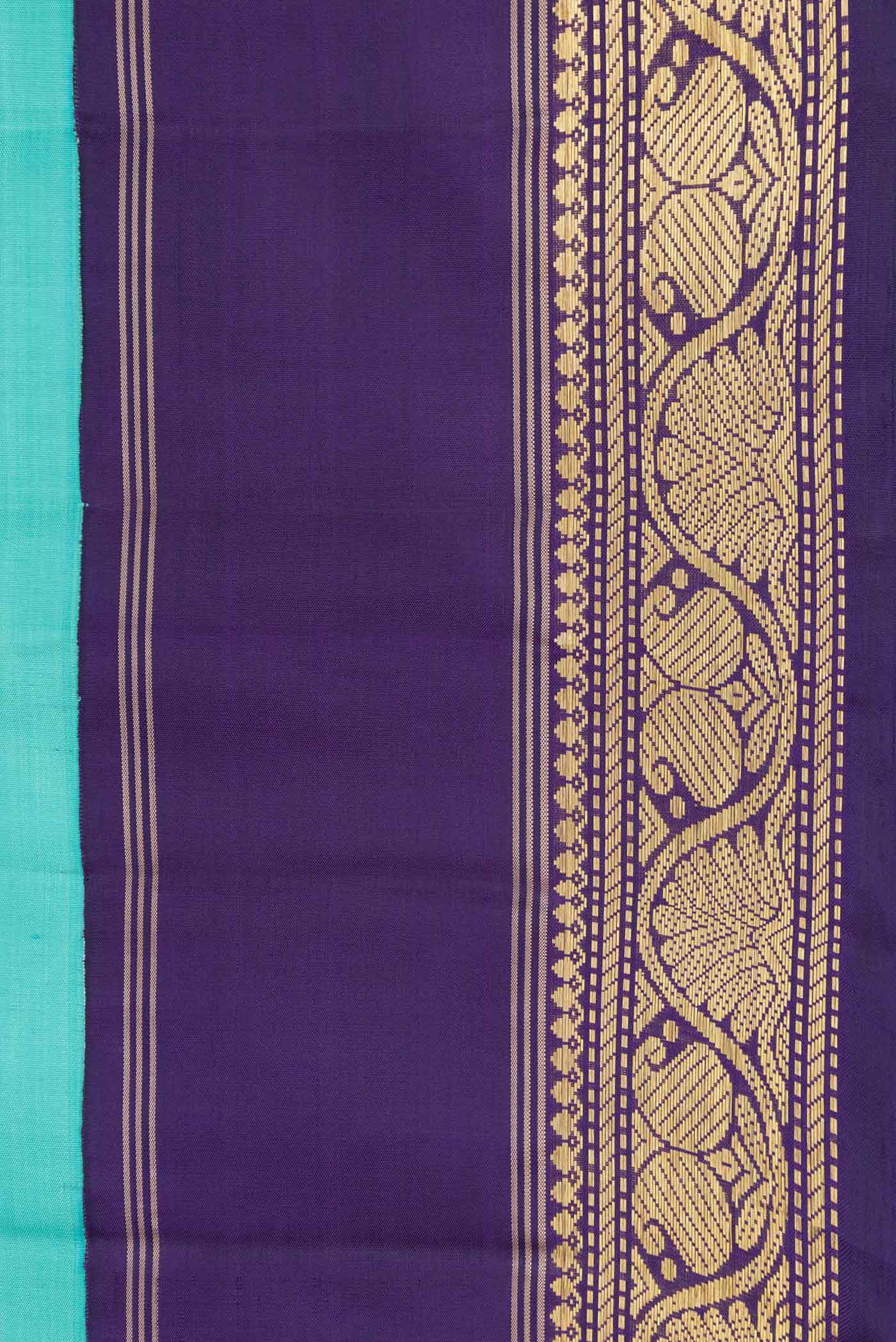 Sky Blue Dual Tone Kanjivaram Silk Saree - Image 3