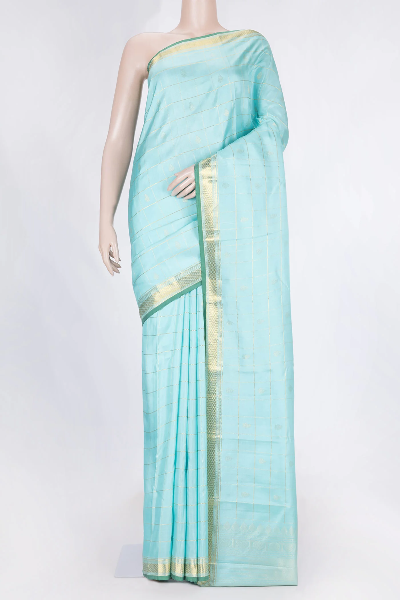 Sky Blue Dual Tone Kanjivaram Silk Saree