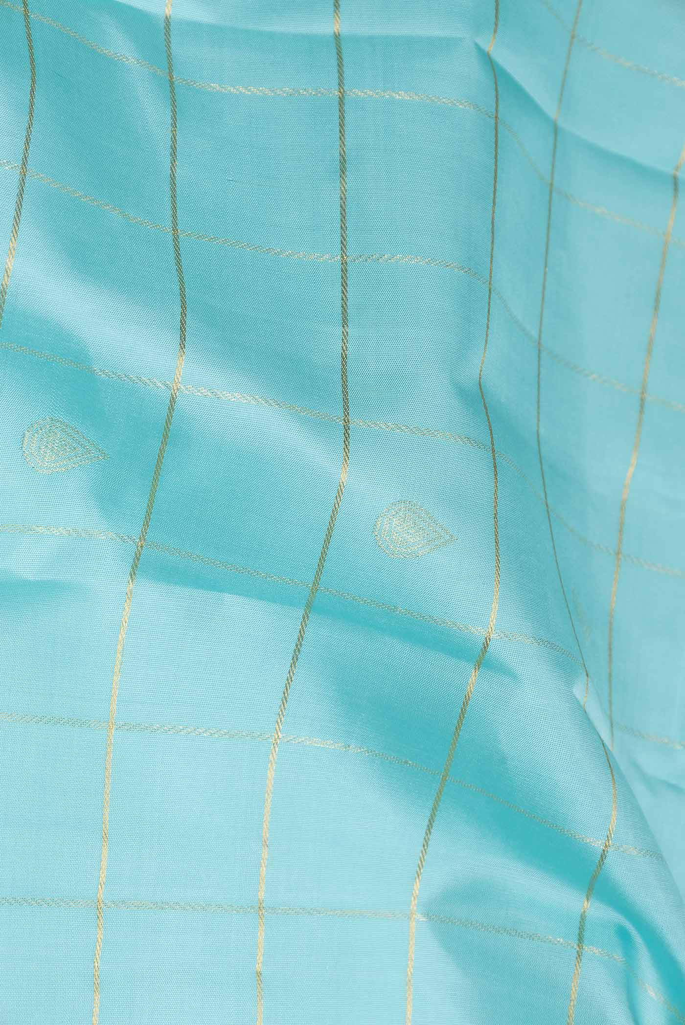 Sky Blue Dual Tone Kanjivaram Silk Saree - Image 2