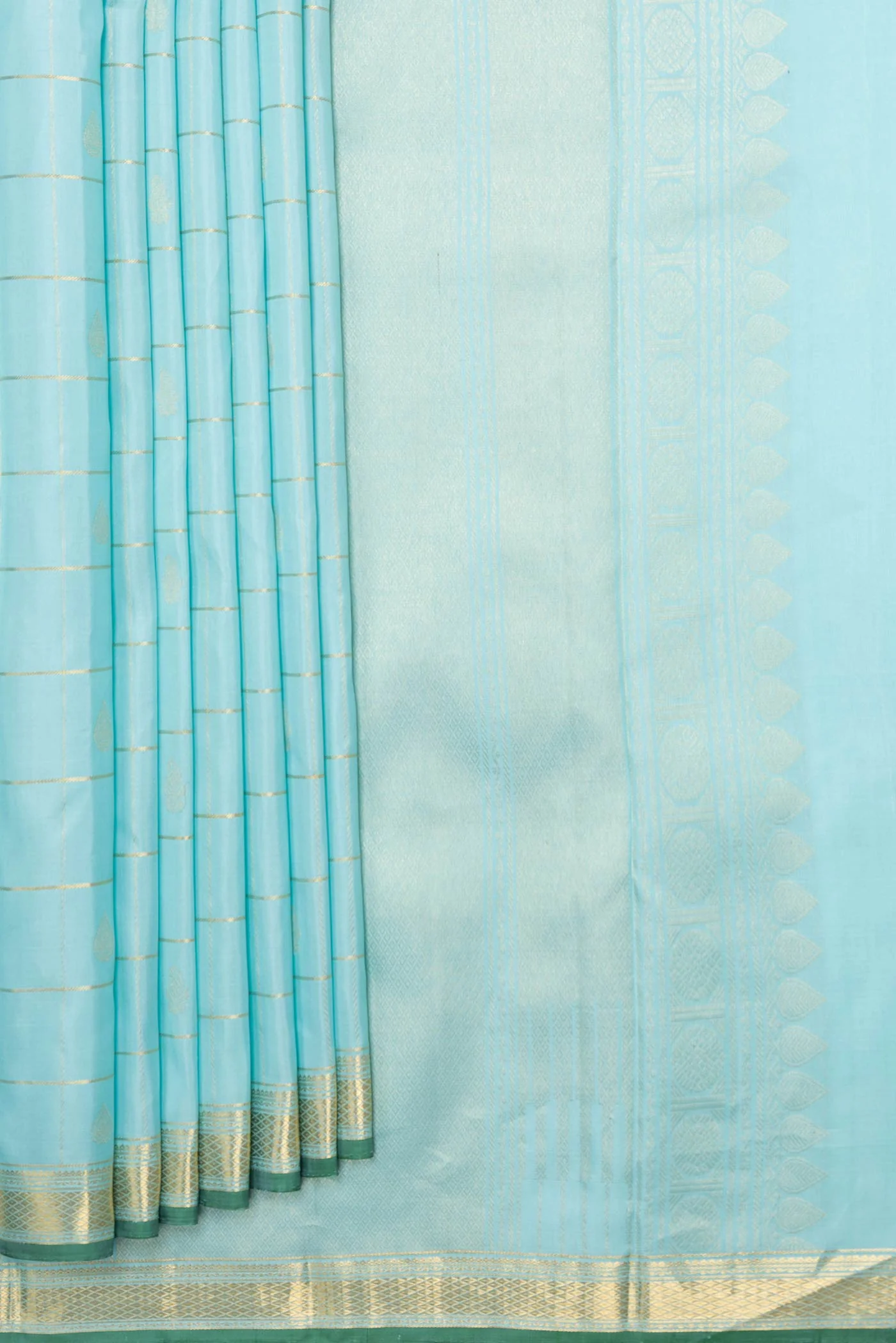 Sky Blue Dual Tone Kanjivaram Silk Saree - Image 4