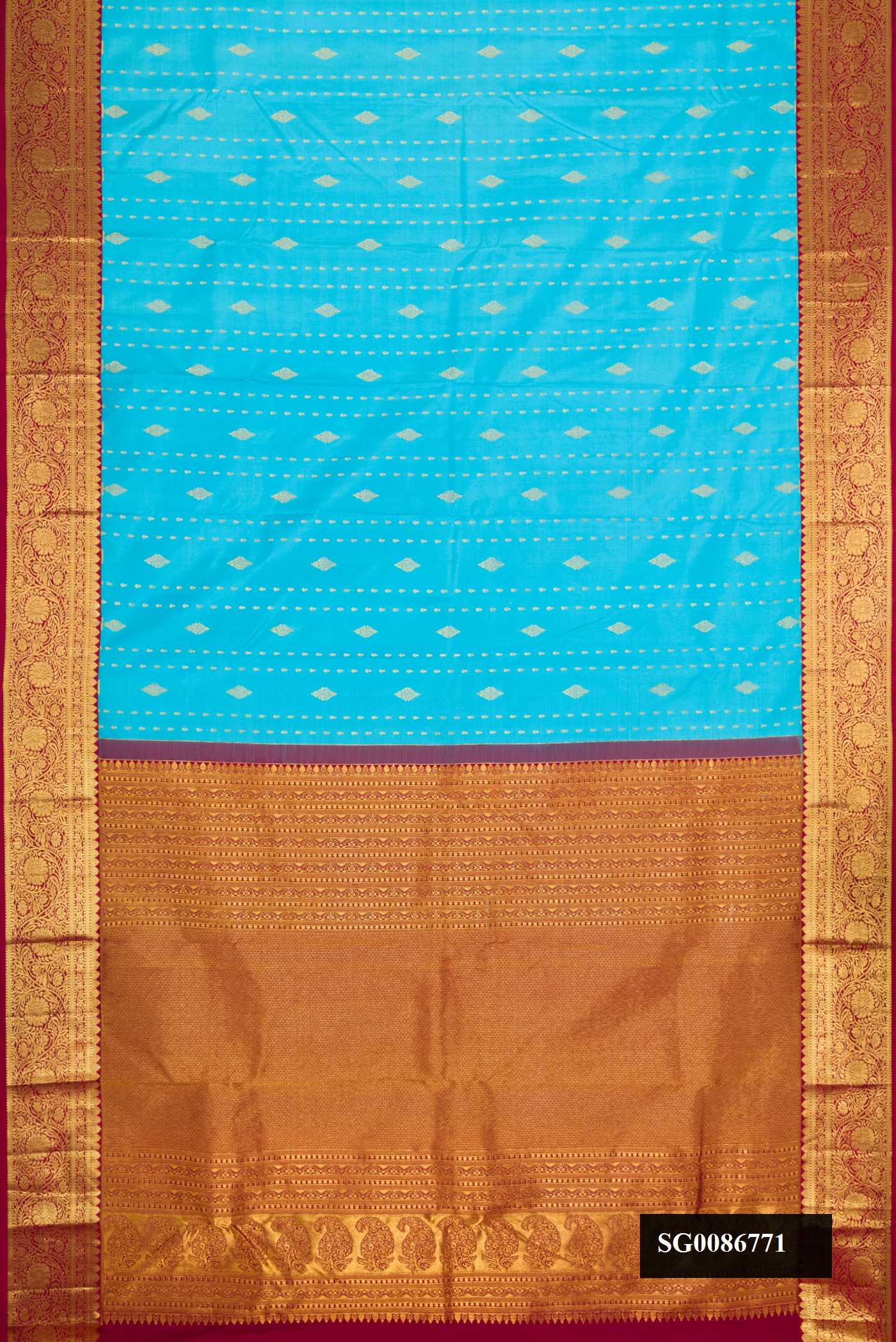 Sky Blue Dual Tone Kanchipuram Silk Saree