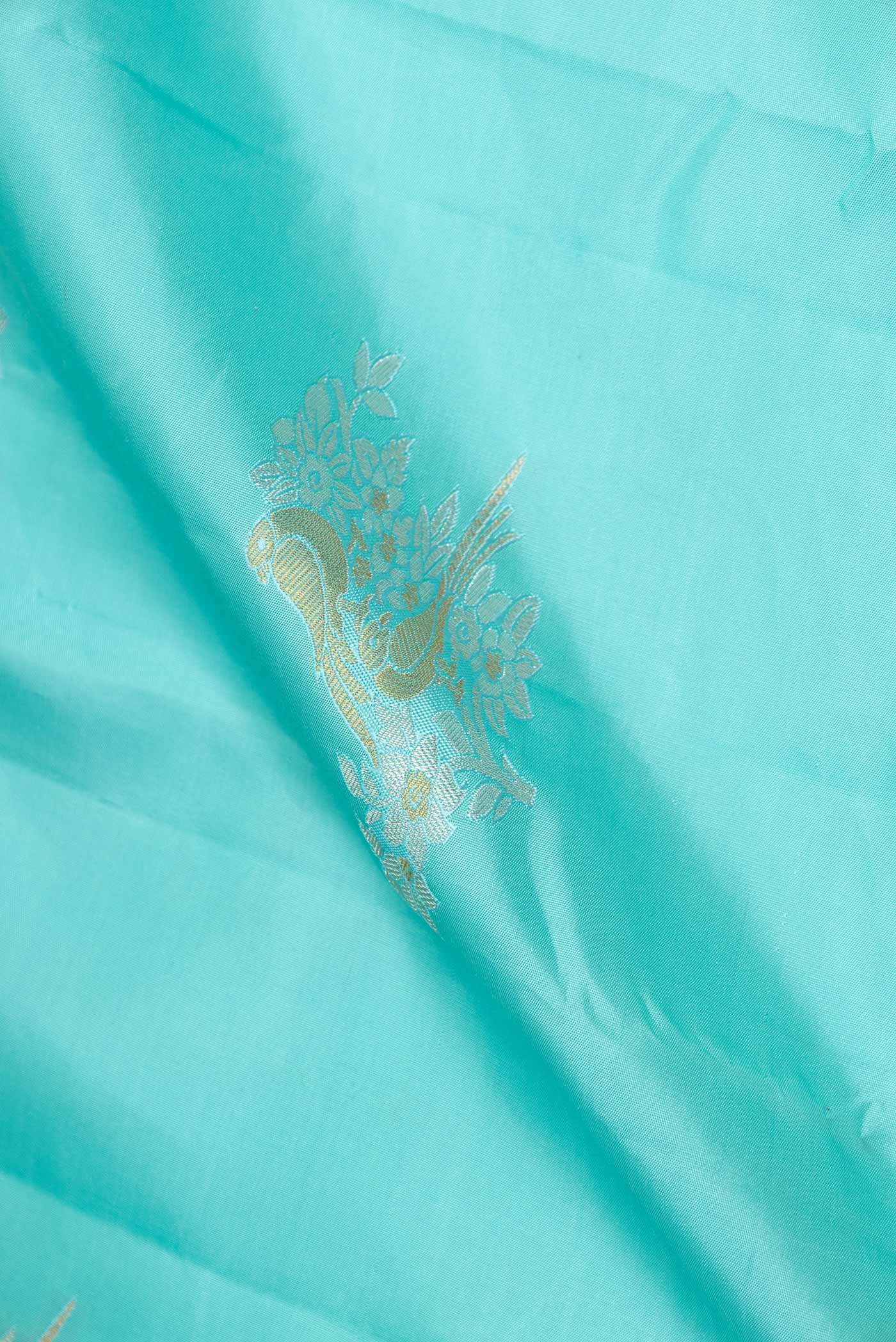 Sky Blue Dual Tone Kanjivaram Silk Saree - Image 2