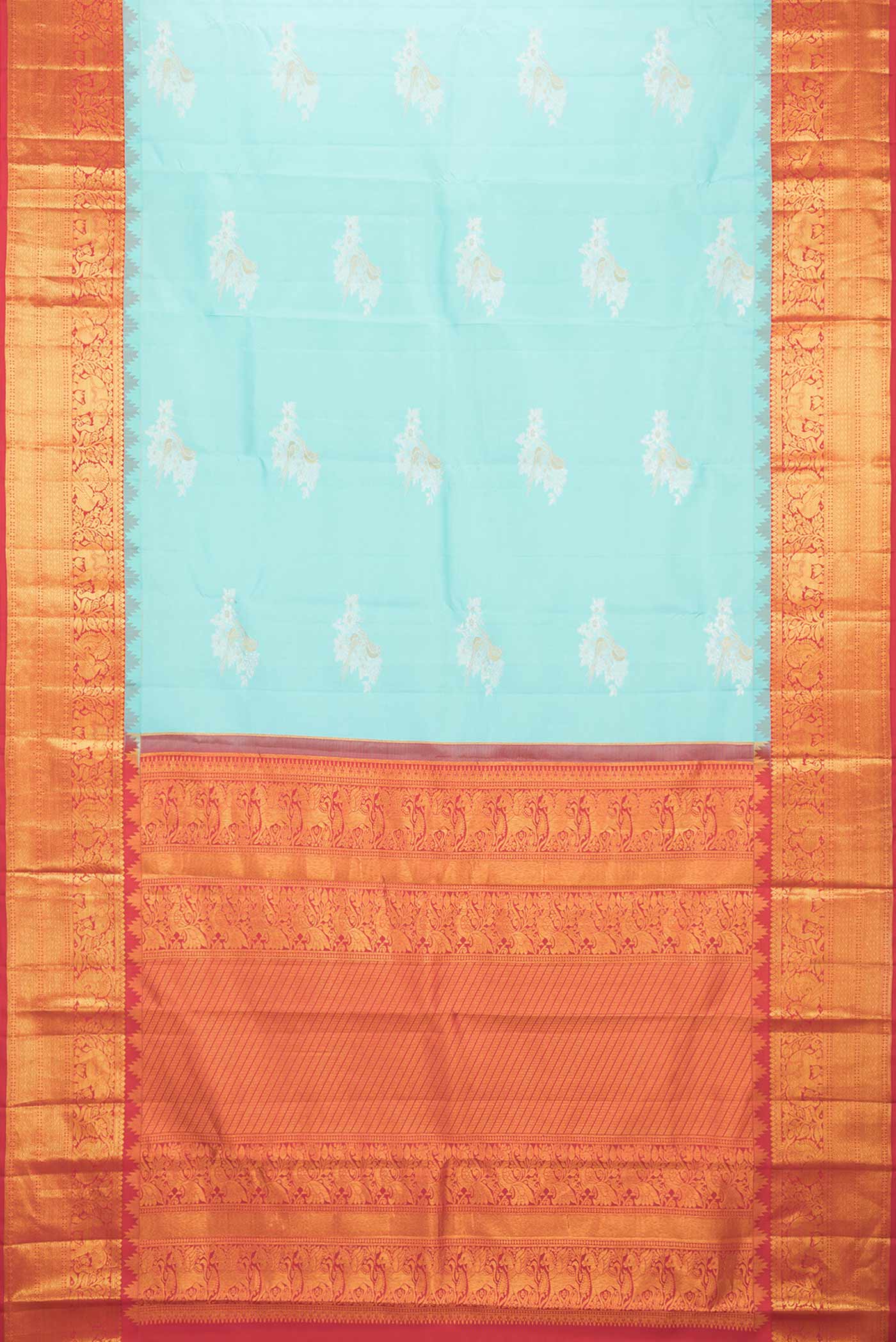 Sky Blue Dual Tone Kanjivaram Silk Saree - Image 6
