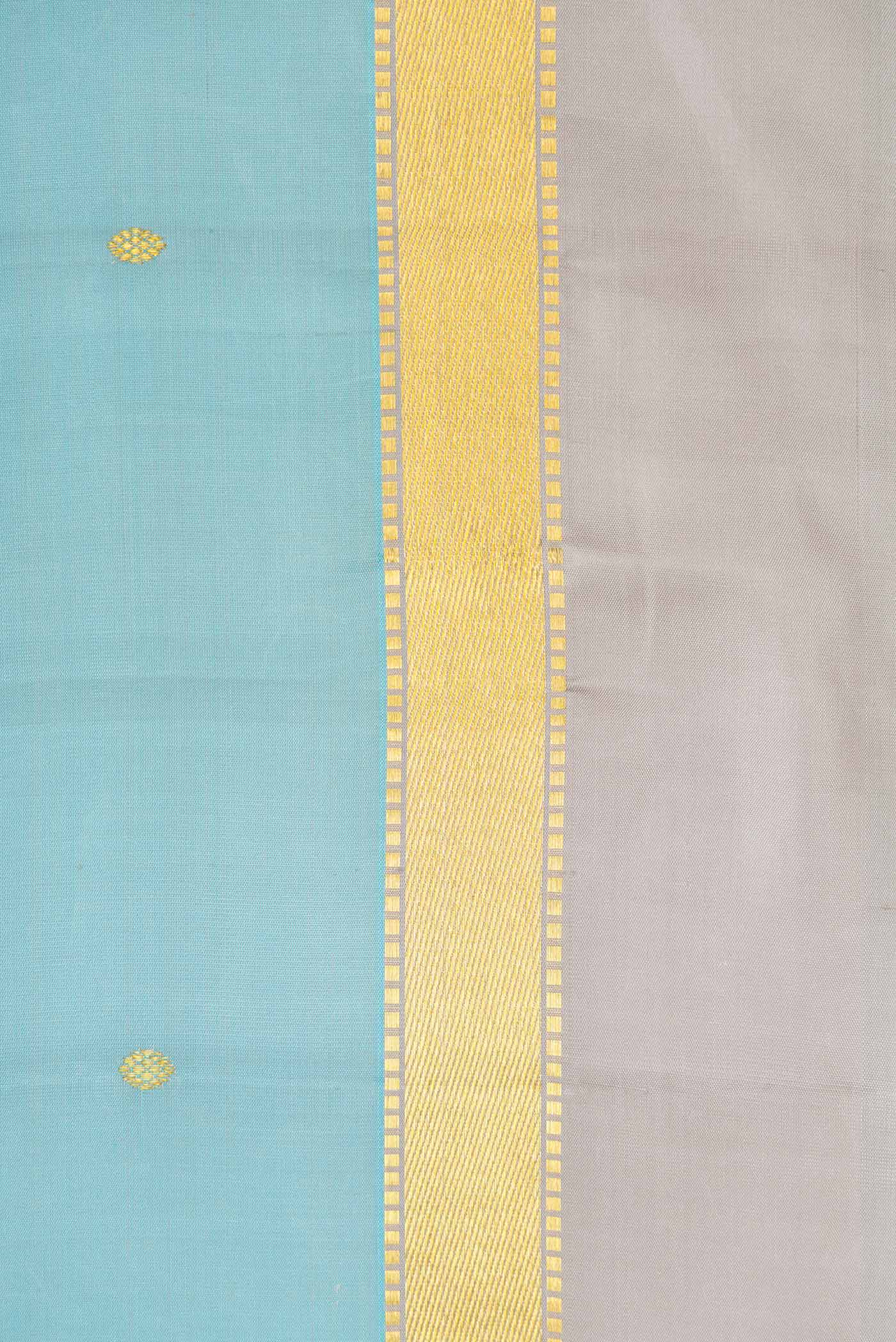 Sky Blue Dual Tone Kanchipuram Silk Saree - Image 3