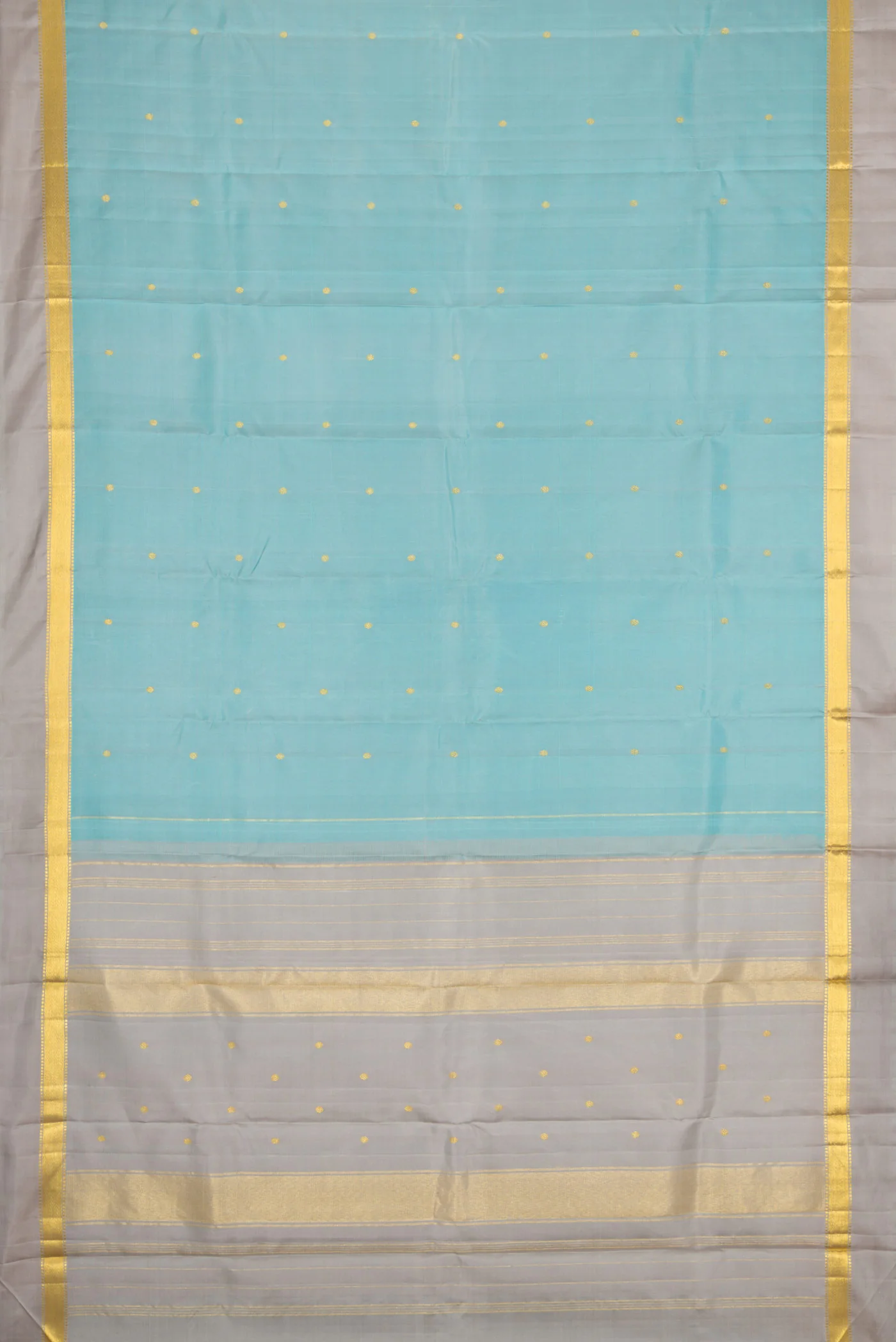 Sky Blue Dual Tone Kanchipuram Silk Saree - Image 6